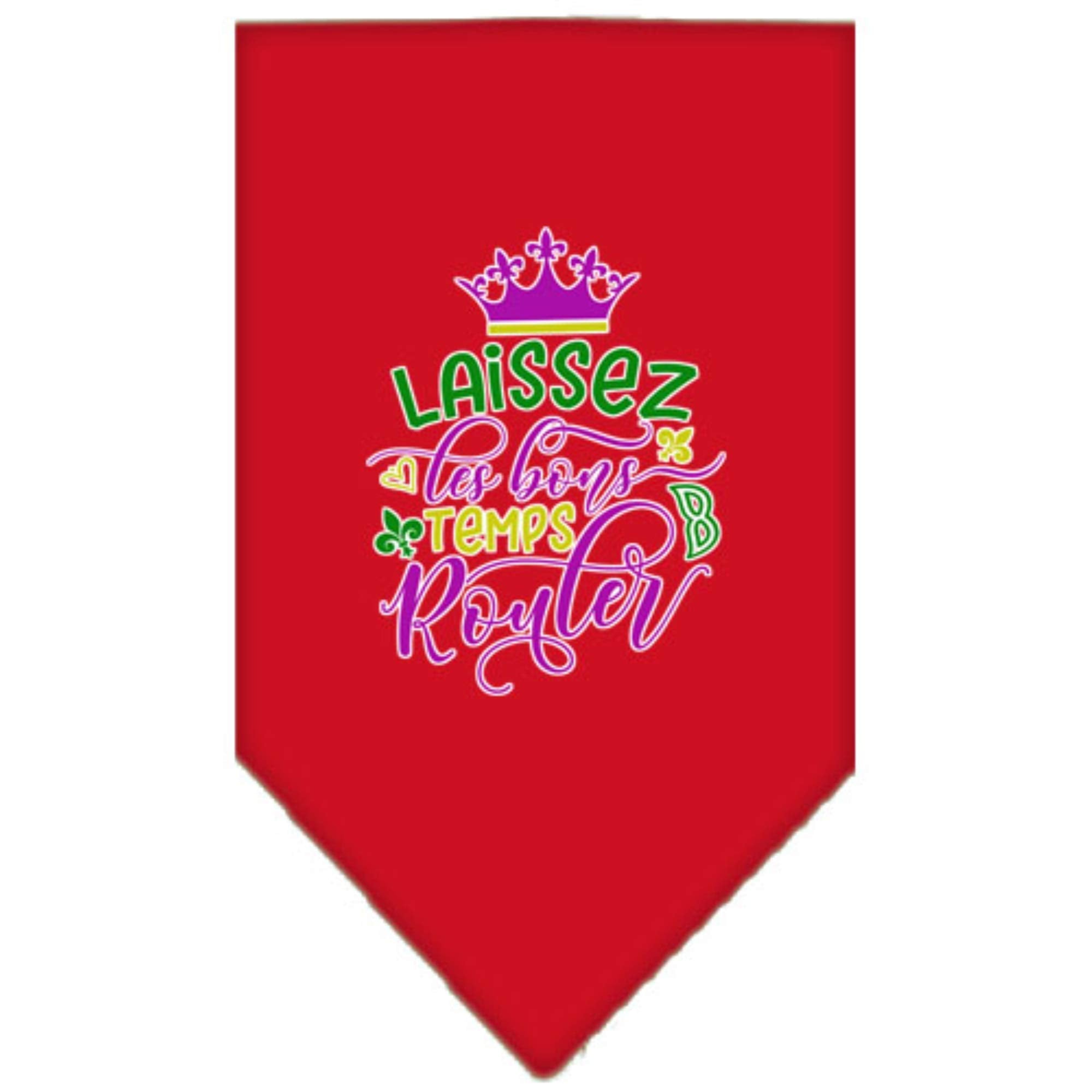 Mirage Pet Product Laissez Les Bons Temps Rouler Screen Print Mardi Gras Bandana Red Large