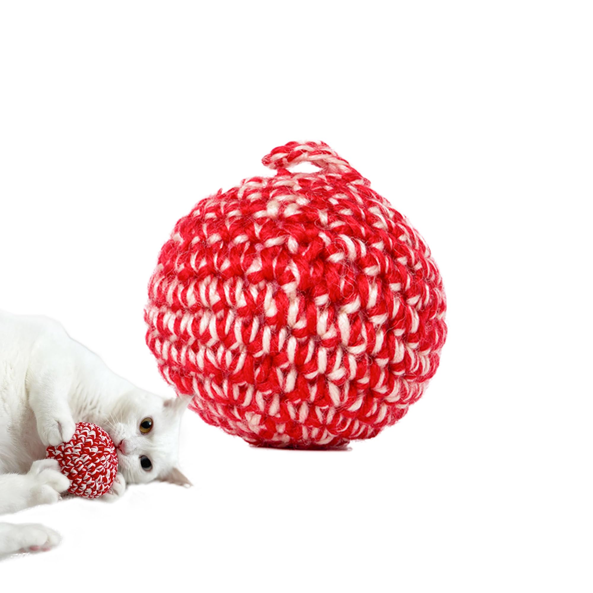 Jayu Pet Red Cat Ball [W/O Bell Version] - Handmade Silvervine Cat Toy With Catnip, Interactive Matatabi Ball For Indoor Cats & 