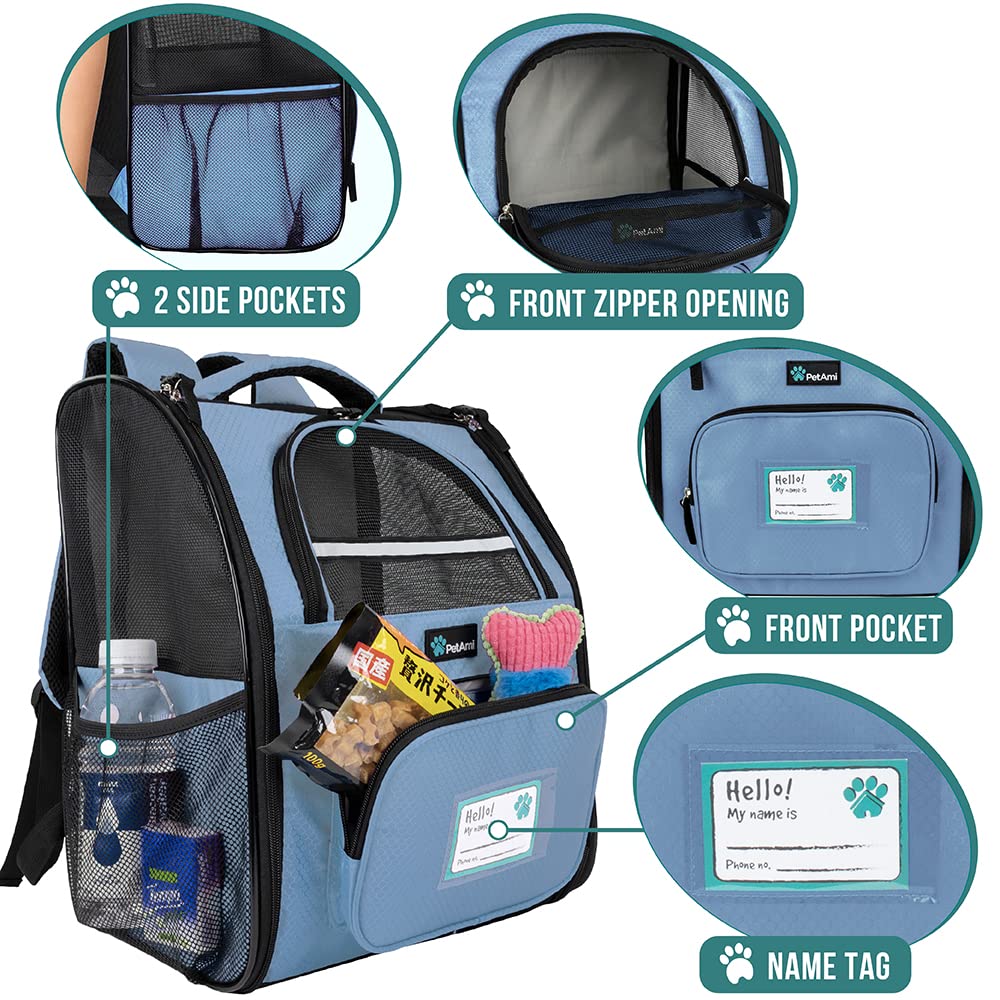 PetAmi Dog Backpack Carrier for Small Large Cat, Pet, Puppy, Ventilated Pet Hiking Backpack Travel Bag, Airline Approved Cat Bac