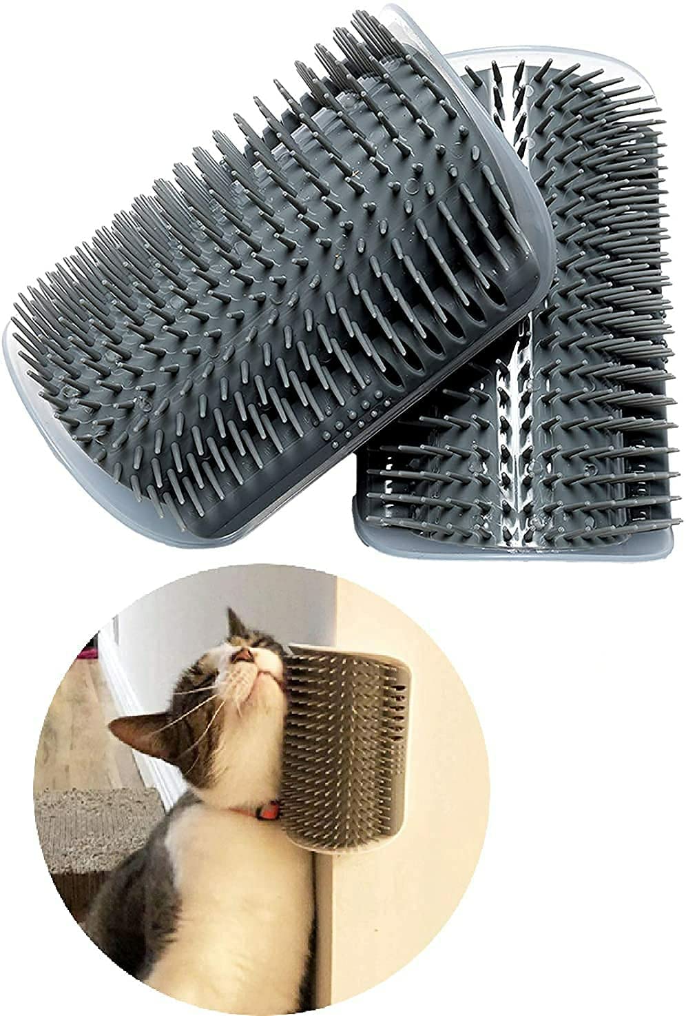 Woofy Cat Self Groomer Wall Corner Groomers Soft Grooming Brush Massage Combs For Short Long Fur Cats, Softer Massager Toy For K