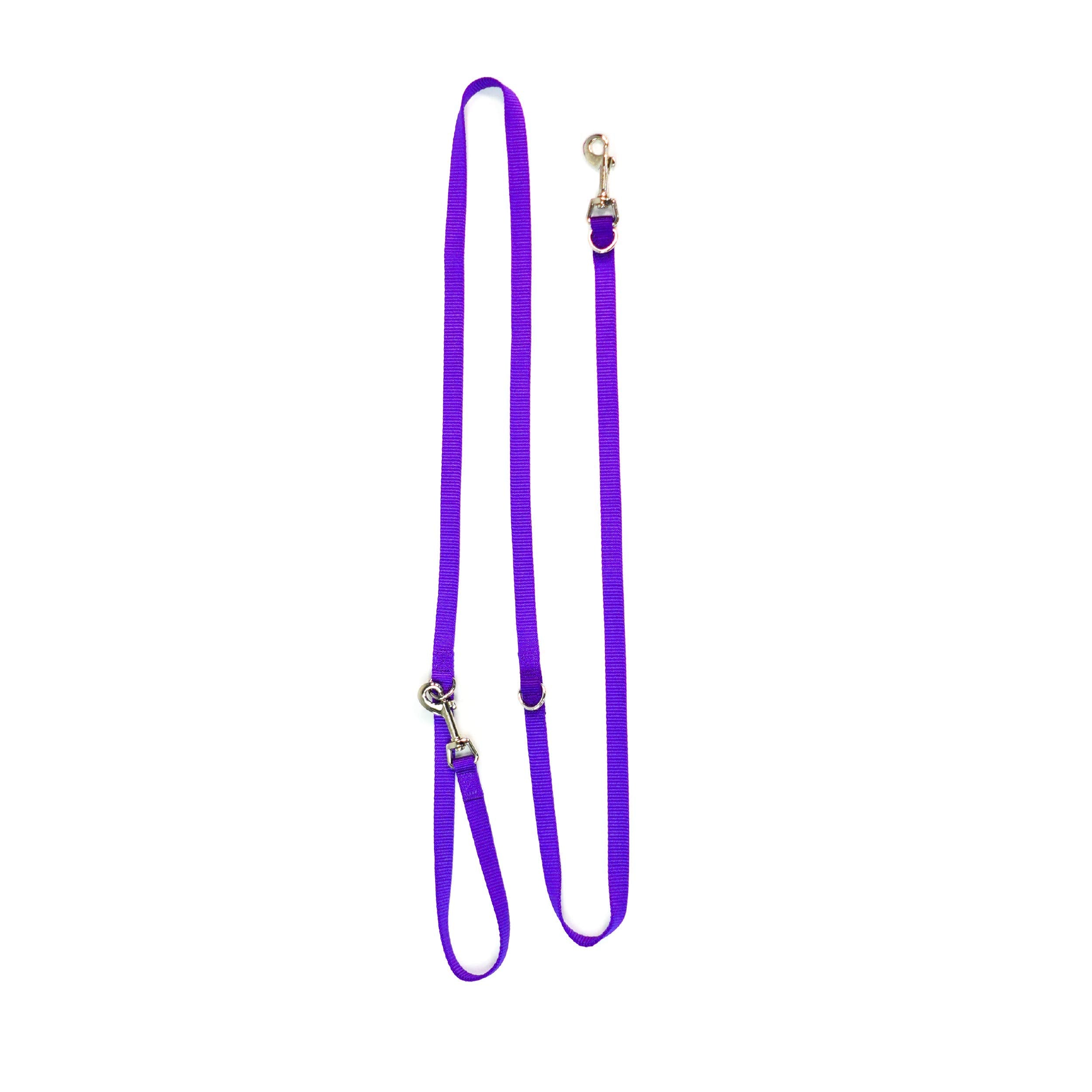 Blue-9 Multi-Function Hands Free Dog Leash, Double Attachment 6 Foot Adjustable Lead For Obedience, Running, And Agility Training (Purple, Medium Large)