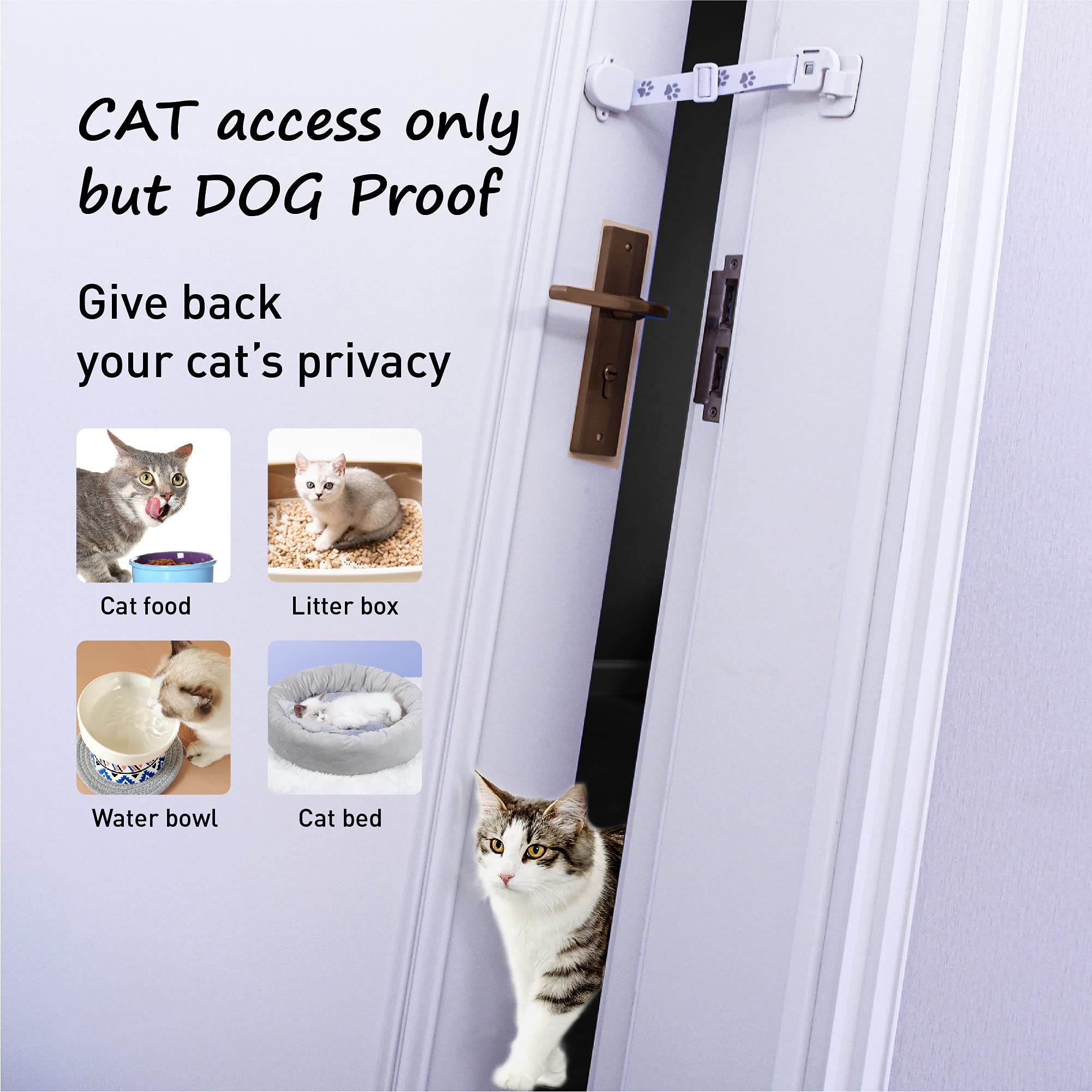 Neobay Door Strap For Pets(2 Packs), Alternative Of Interior Cat Door And Cat Gates, Door Strap To Keep Dog And Baby Out Of Litt