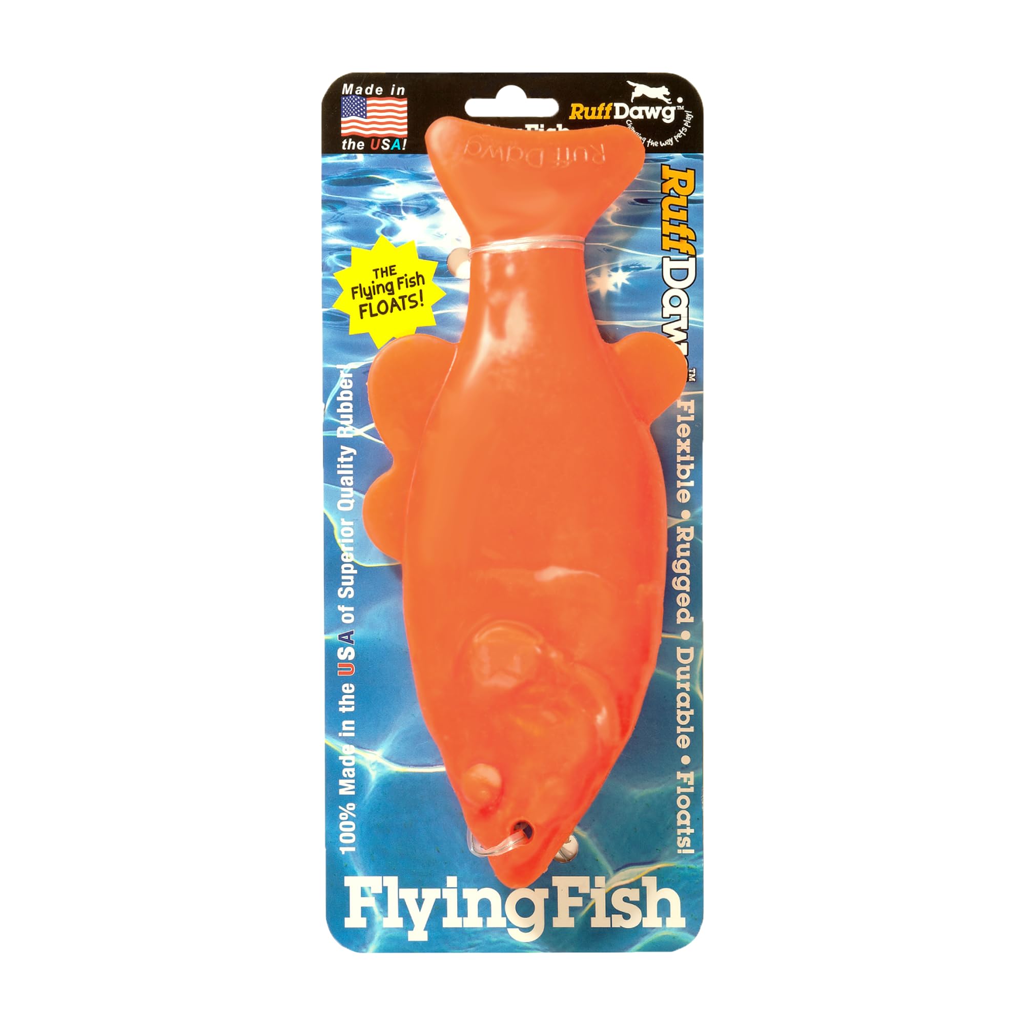 Ruff Dawg Flying Fish - Durable Floating Dog Toy For Water & Land Play - For All Breeds - Made In The Usa - Bright Neon Colors For Visibility And Fun