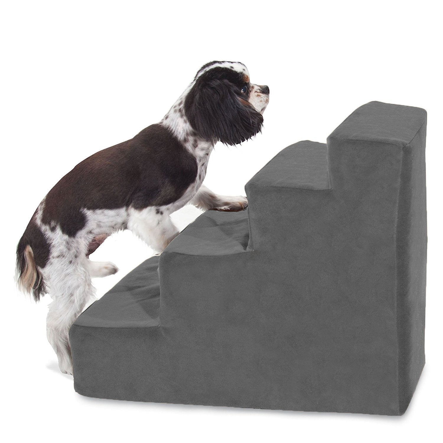 Majestic Pet 4 Step Portable Dog Stairs For Small Dogs To Get On Bed Supports 25 Lbs Or Less - Dog Steps For High Bed With Machi