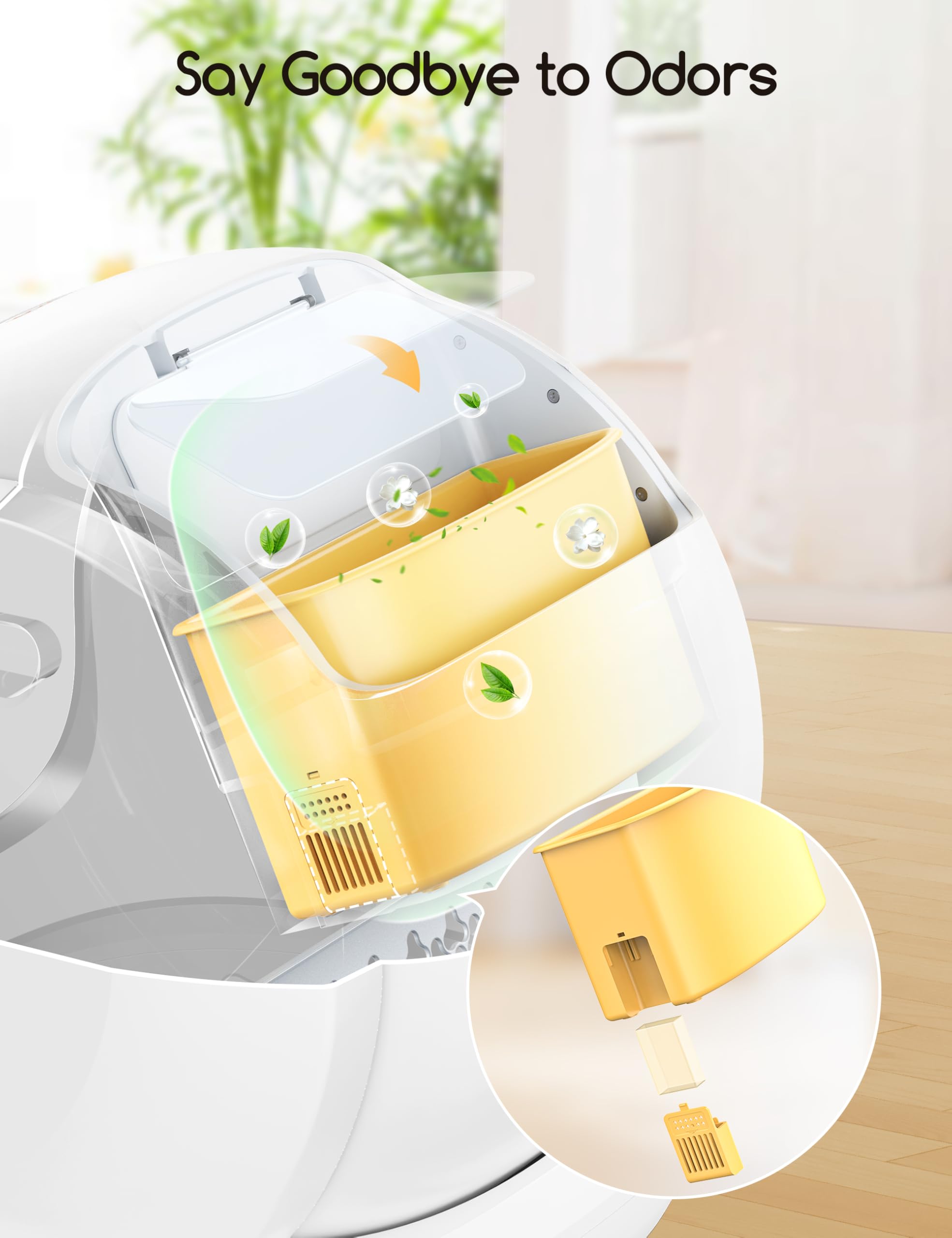 Meowant Self-Cleaning Cat Litter Box, 75L Extra Large Open Automatic Cat Litter Box For Multi Cats, Integrated Safety Protection