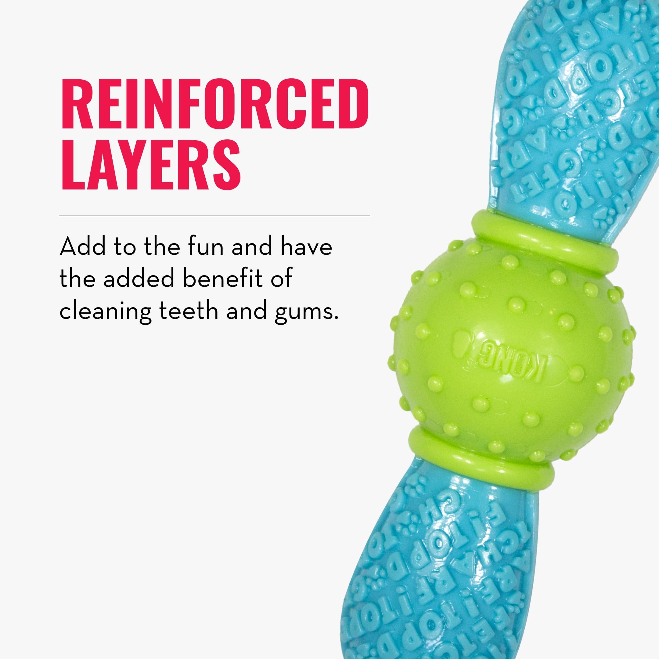 Kong Corestrength Bow Tie Bone - Dog Dental Chew Toy - Durable, Multi-Layered Dog Toy For Enrichment Play & Dental Care - With Textured Body For Teeth Cleaning - For Medium/Large Dogs