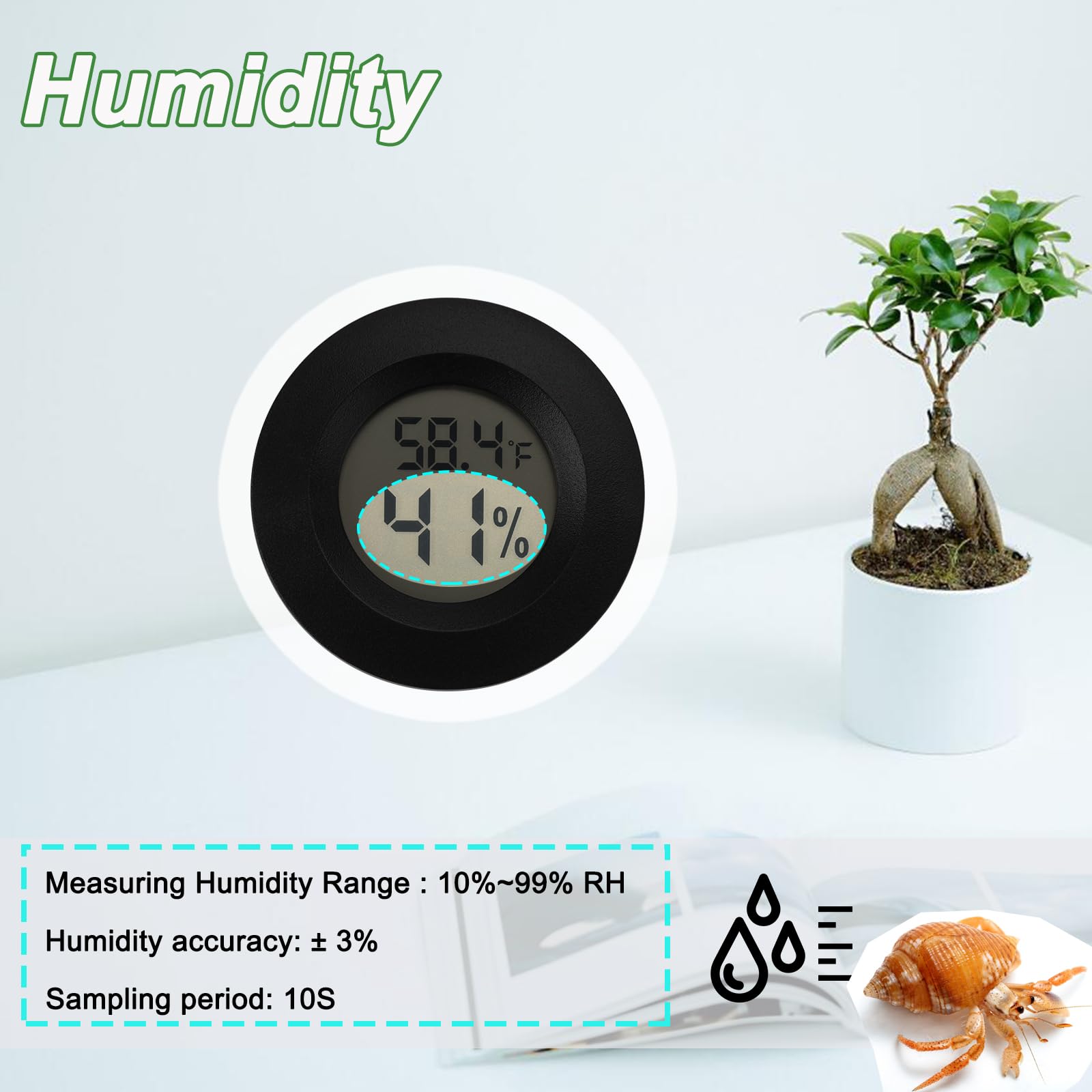 Reptile Thermometer And Humidity Gauge Digtal Terrarium Thermometer Circular Bearded Dragon Cage Accessories Reptile Temp And Hu