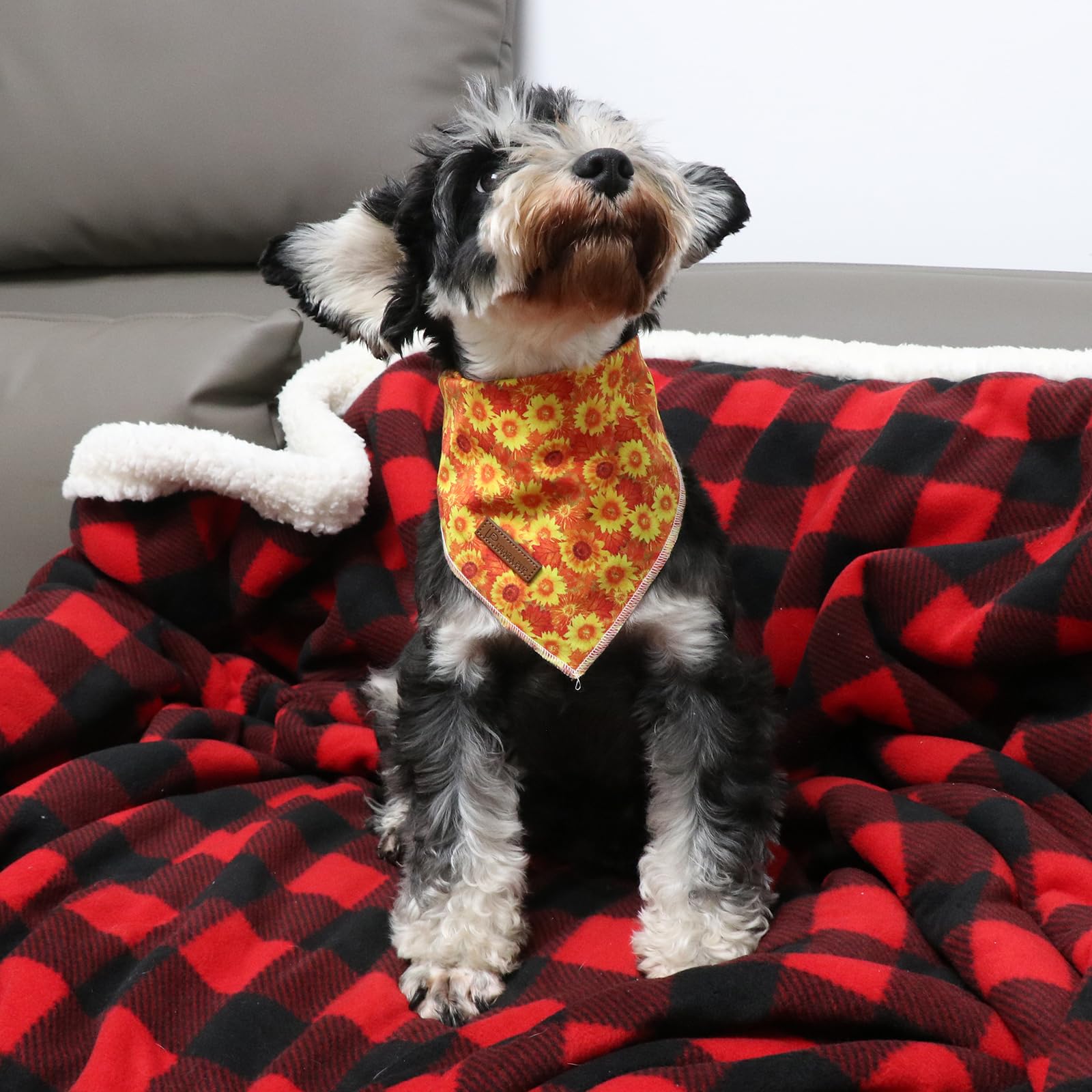 Up Urara Pup Sunflower Dog Bandana, Cute Flower Bandana For Girl Boy Dogs, Cotton Puppy Bandana, Adjustable Pet Triangle Bid Sca