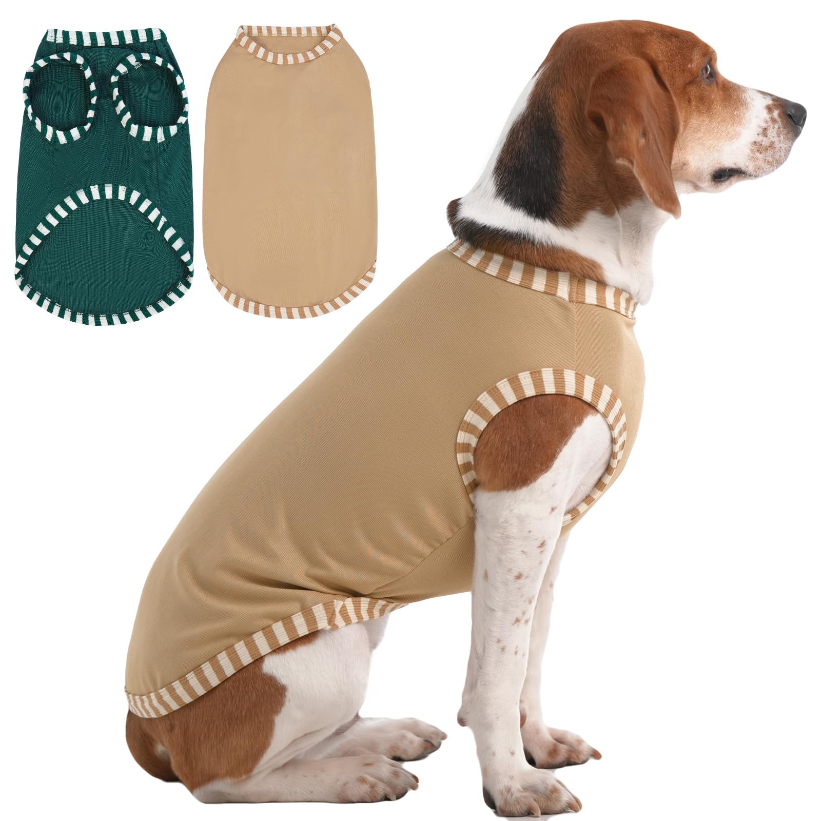 Iecoii 2 Pack Dog T-Shirts,Stretchy & Comfortable Pet Summer Tank Top Clothes,Fade-Resistant, Easy To Put On - Machine Washable 