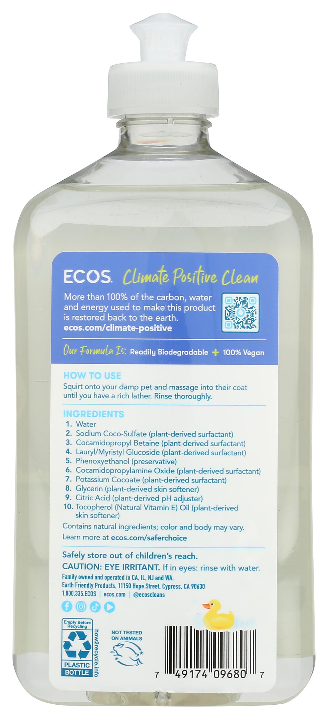 Ecos Hypoallergenic Conditioning Shampoo 17Oz,Clear