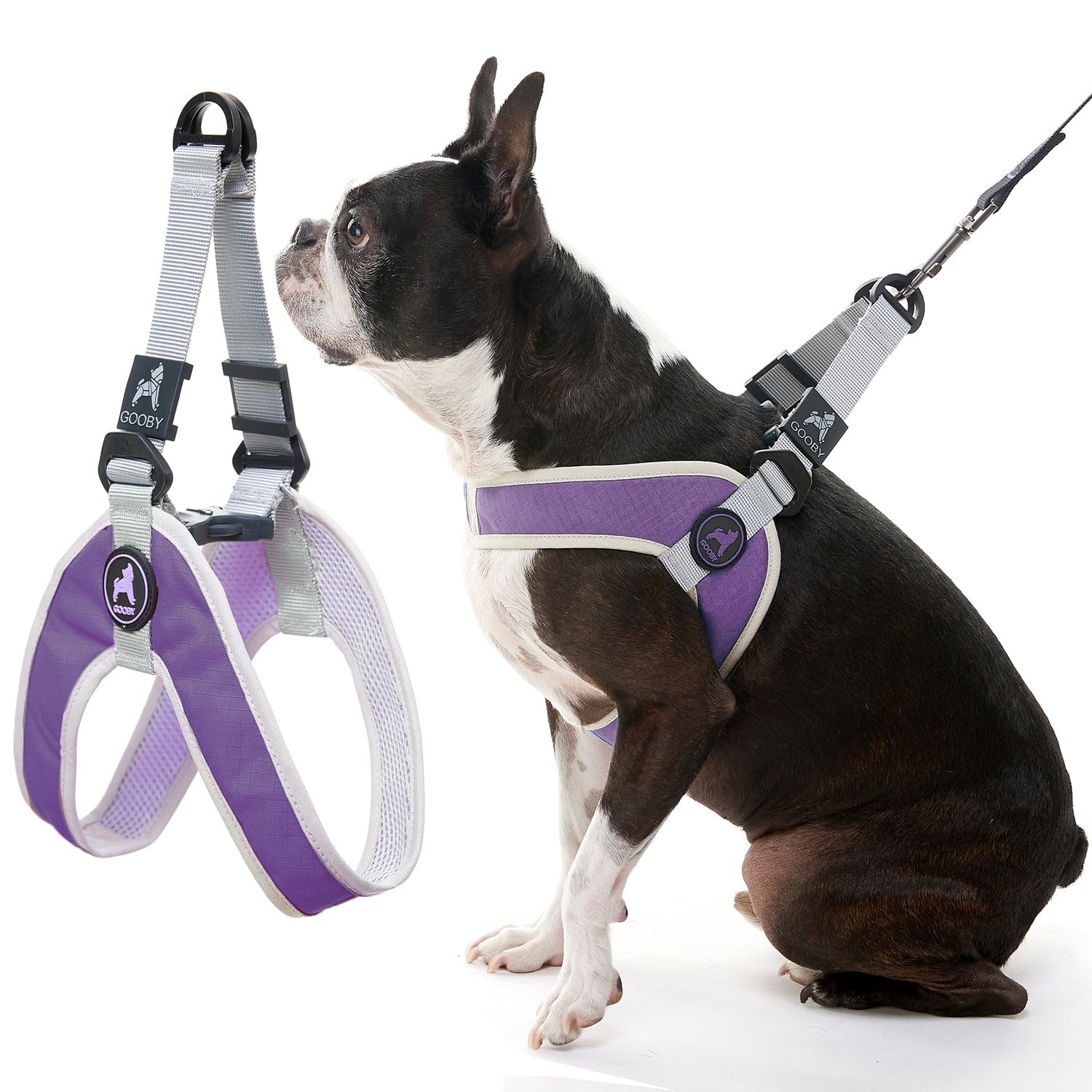 Gooby Simple Step in III Harness - Purple, Large - Small Dog Harness with Scratch Resistant Outer Vest - Soft Inner Mesh Harness