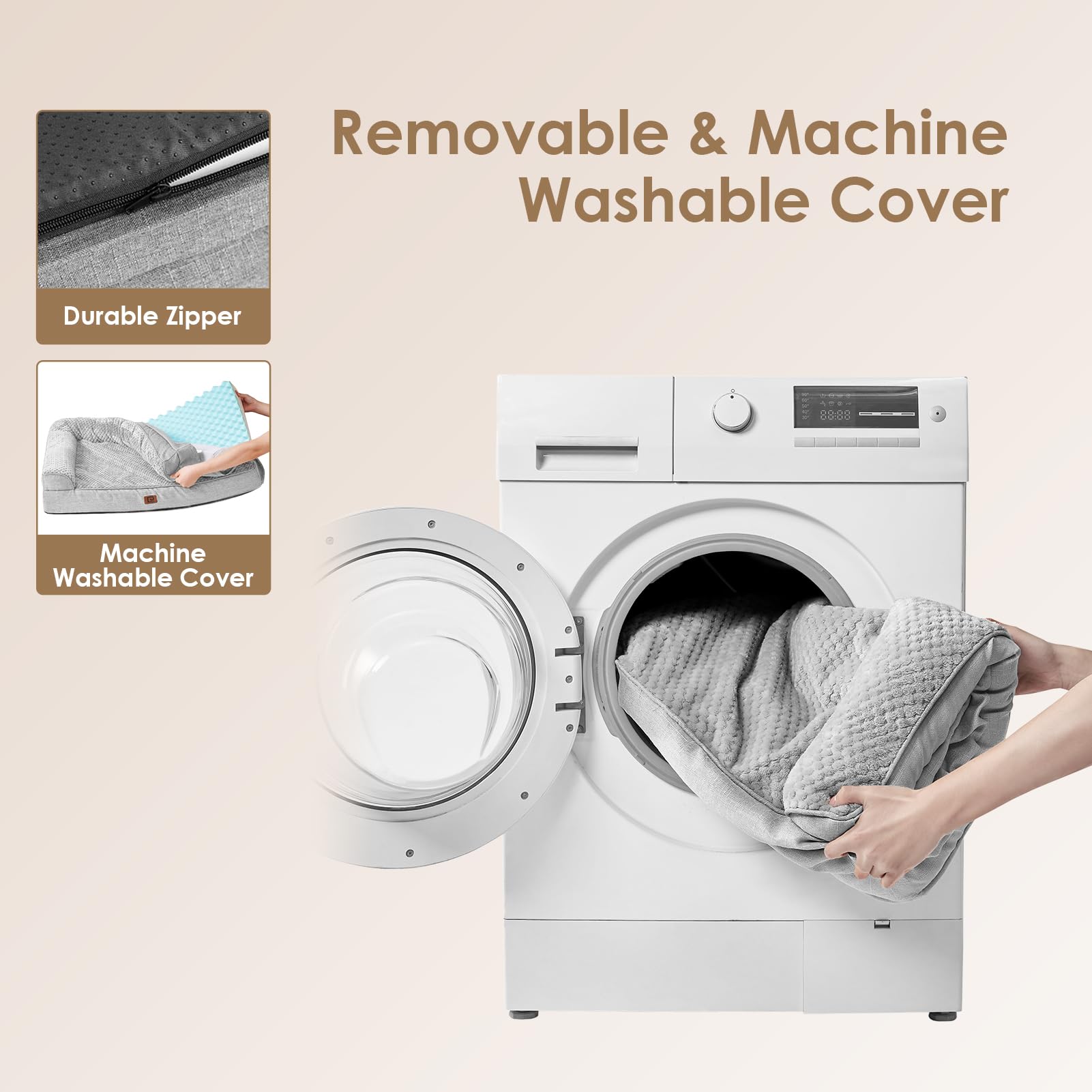 Eheyciga Memory Foam Dog Bed Medium Sized Dogs, Waterproof Dog Bed Orthopedic With Washable Removable Cover, Non-Slip Pet Bed Couch For Crate, 30X20X6 Inches, Grey