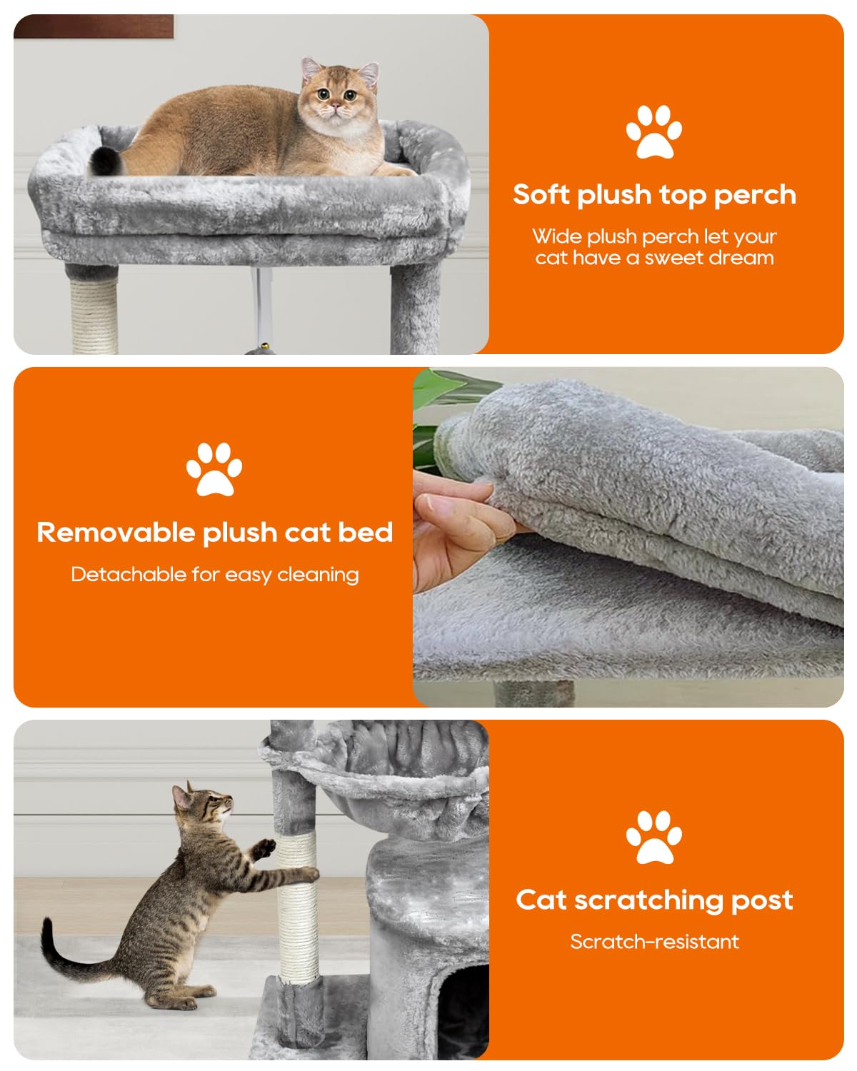 Syandlvy Small Cat Tree For Indoor Cats, Activity Cat Tower With Scratching Post For Kittens, Modern Cat Furniture With Basket &