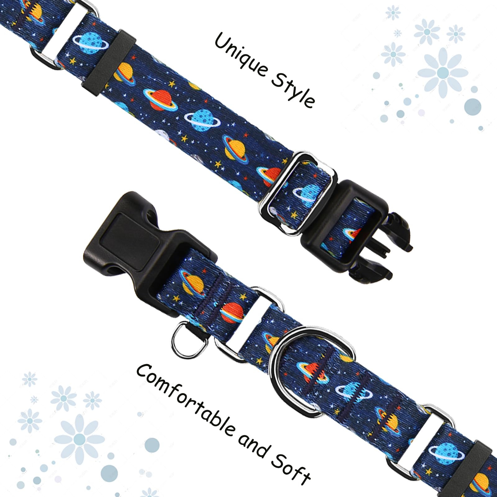 Fidohug Martingale Dog Collars With Buckle No Slip Training Boy Dog Collar For Small Dogs (Blue Space, Small)