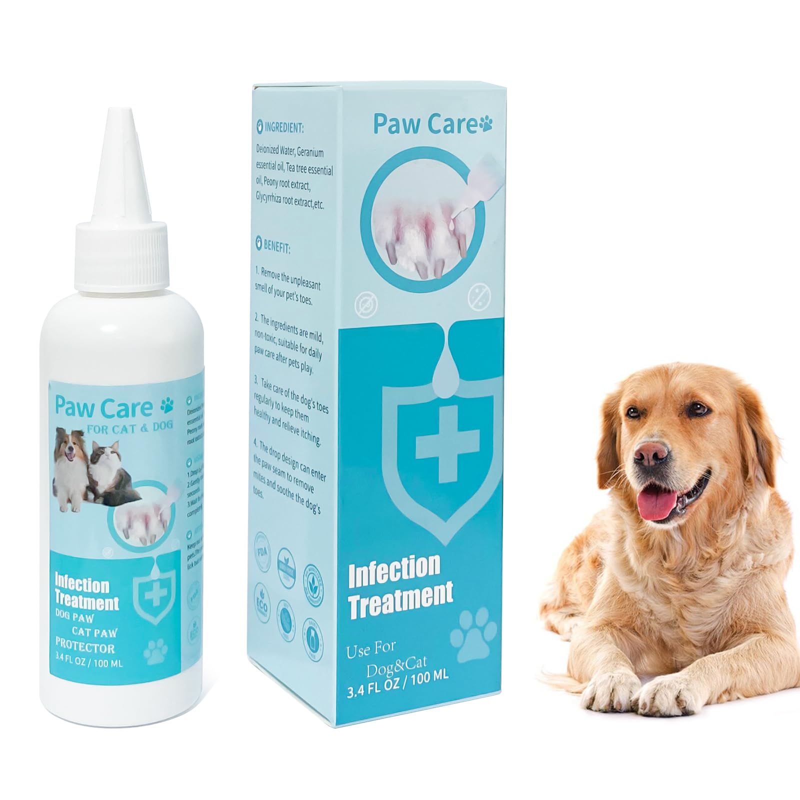 Itch Relief Dog Paw Cleaner, Dog Licking Paws Treatment, 3.4Oz Dog Paw Cleaning Solution, Dog Foot Cleaner, No Rinse Pet Toes Dr