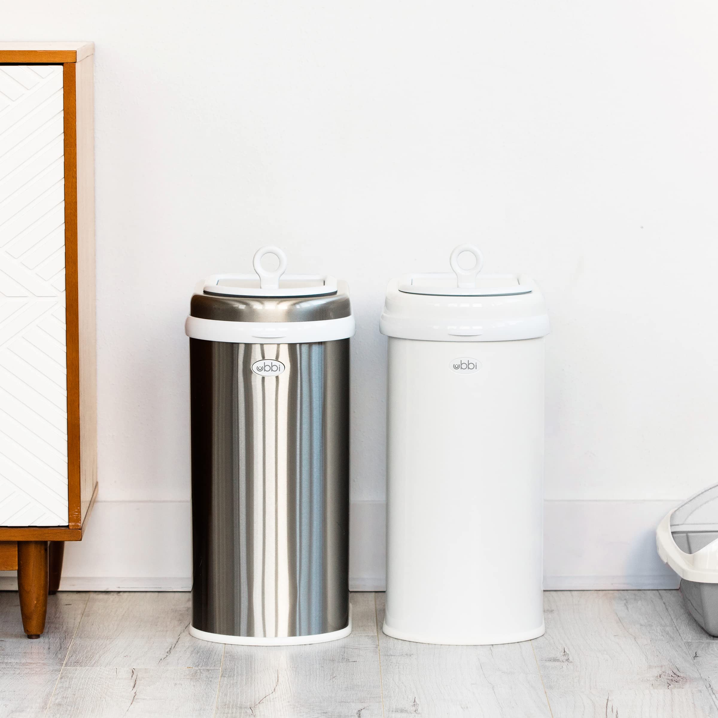 Ubbi Pet Waste Pail, Cat Litter Disposal System, Odor Locking, White