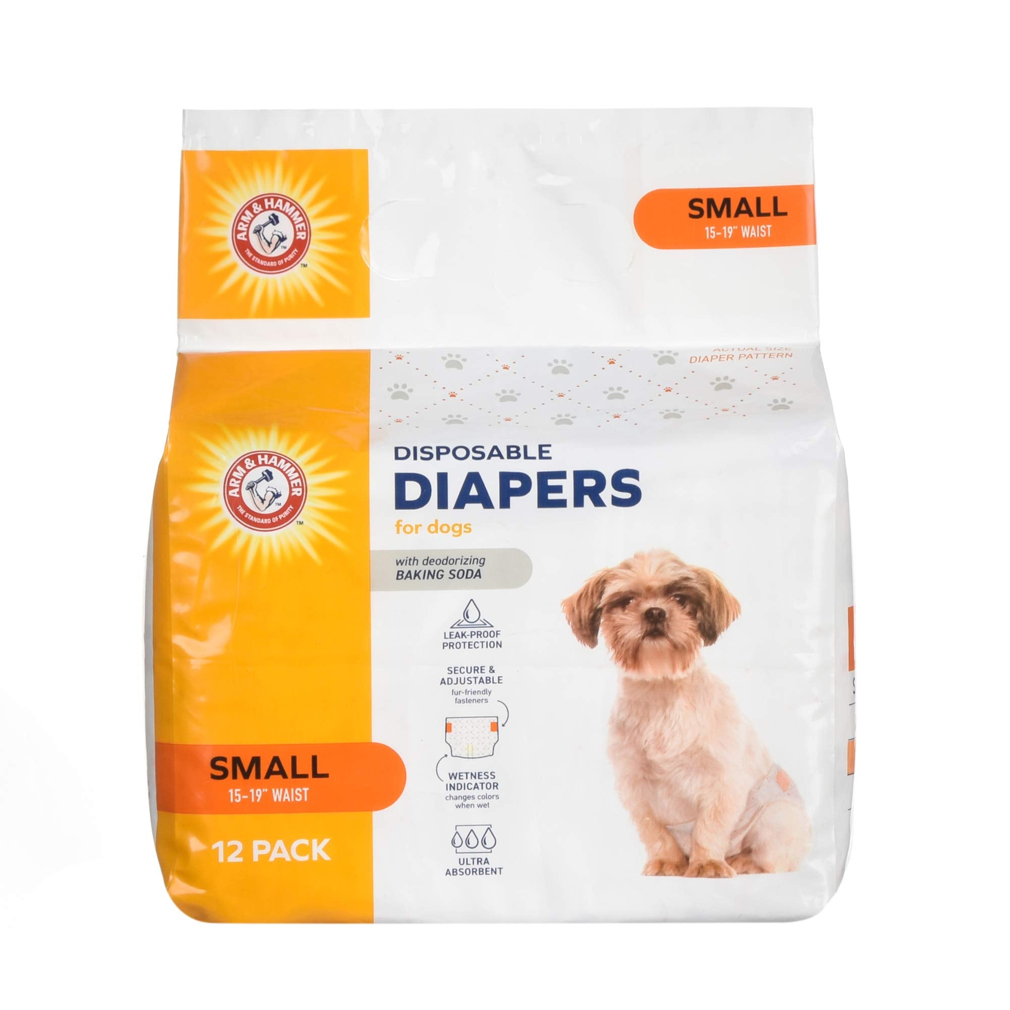 Arm & Hammer For Pets for Pets Female Dog Diapers, Size Small, 12 Count | Ultra-Absorbent, Adjustable Girl Dog Diapers with Leak