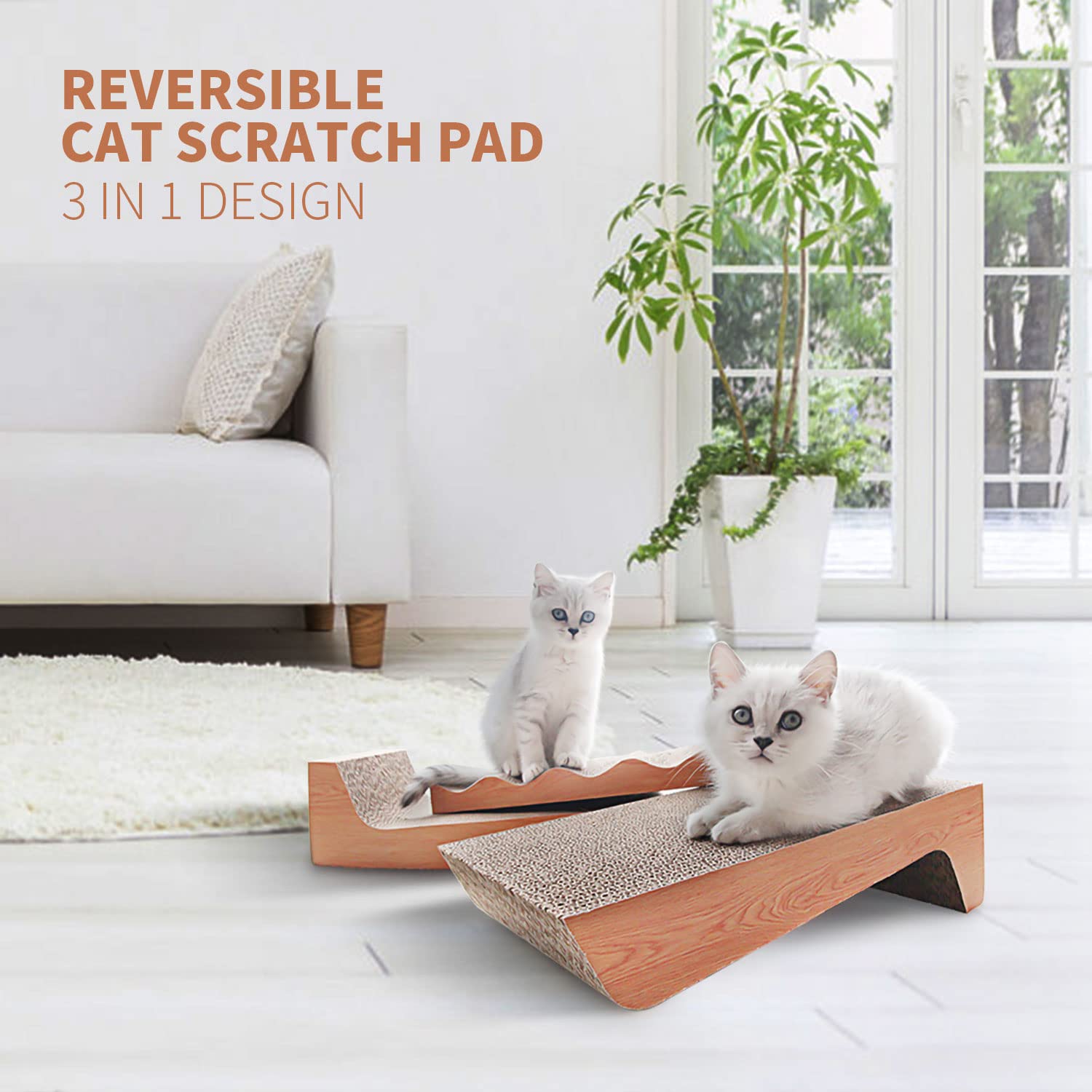 Rumuuke Cat Scratch Pad- 3 In 1 Corrugated Cardboard Cat Scratcher For Indoor Cats, Professional Cat Scratching Board For Adult Cats, Catify Cat Scratcher Pads With Catnip