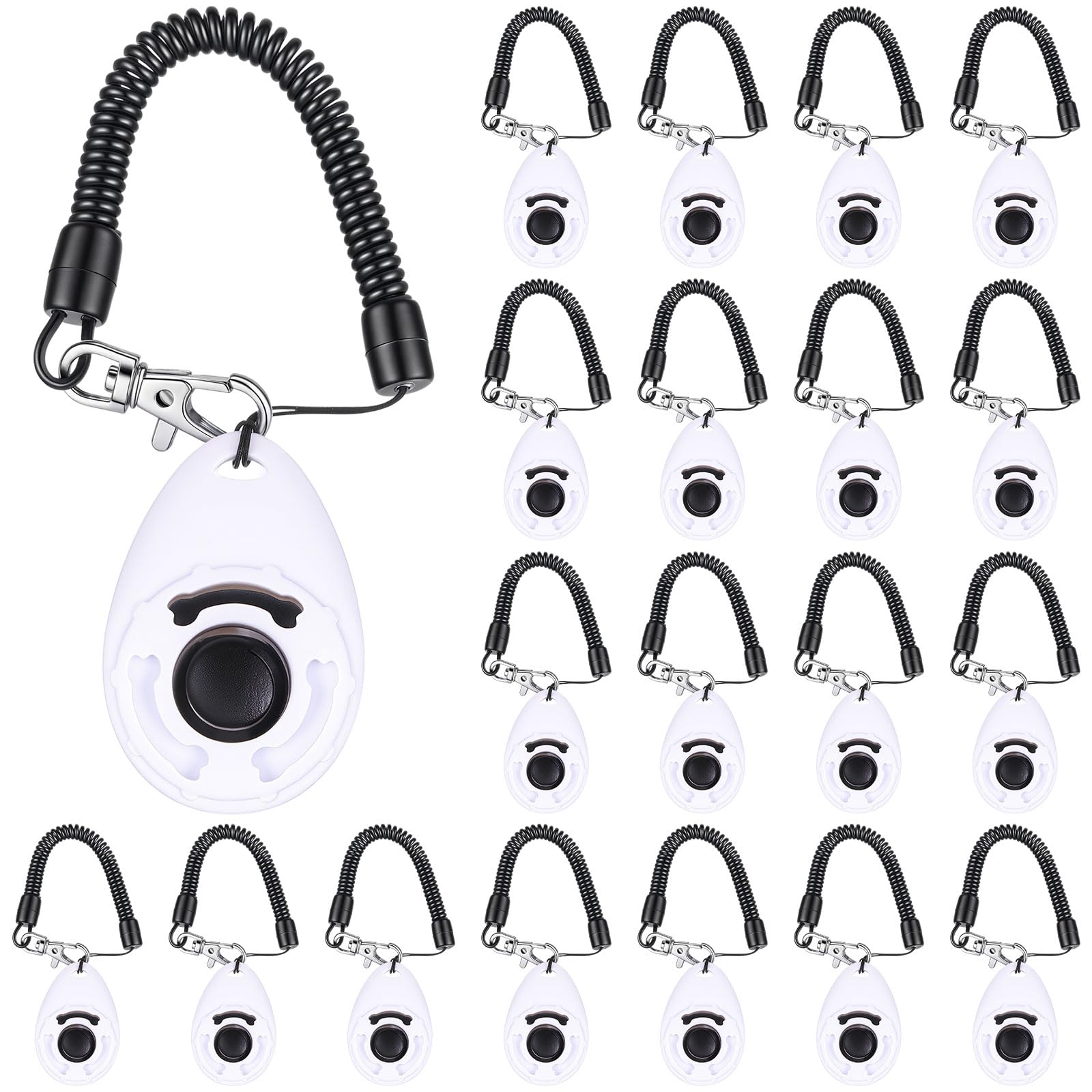 Frienda 18 Pieces Dog Training Clicker, Pet Behavioral Training Clickers With Wrist Strap For Dogs Cats Puppy Birds Horses (Whit