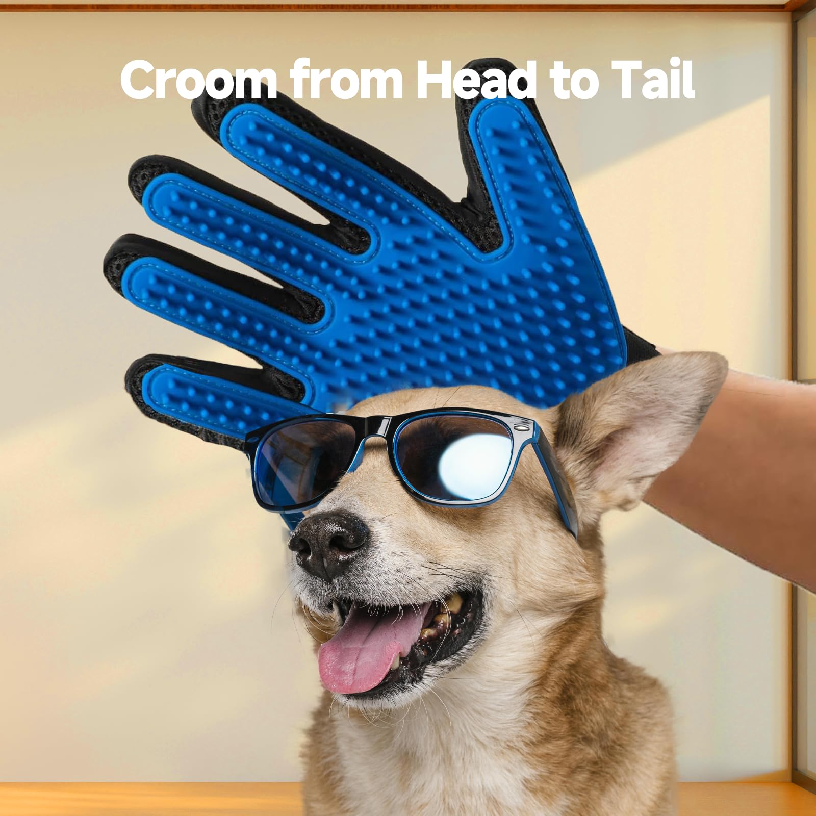 NVNAN 2-in-1 Pet Grooming Glove & Fabric Hair Remover - Reusabie, Silicone Massage Bristles,Static Adhesion for Quiuck Shedding