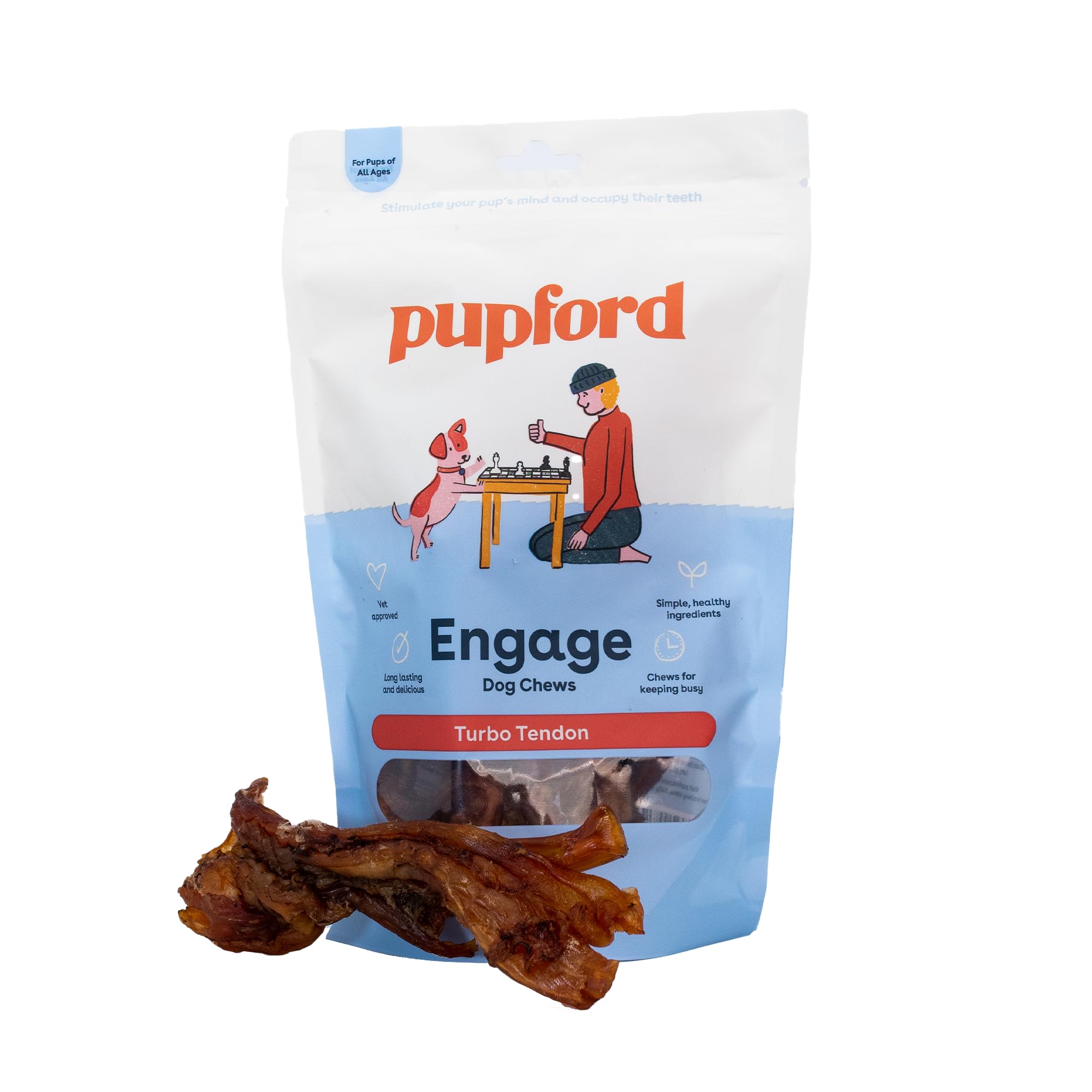 Pupford Turbo Beef Tendon Chews For Dogs & Puppies, All-Natural Dog Chew With Glucosamine For Joint Health, Long-Lasting Toy, Gr