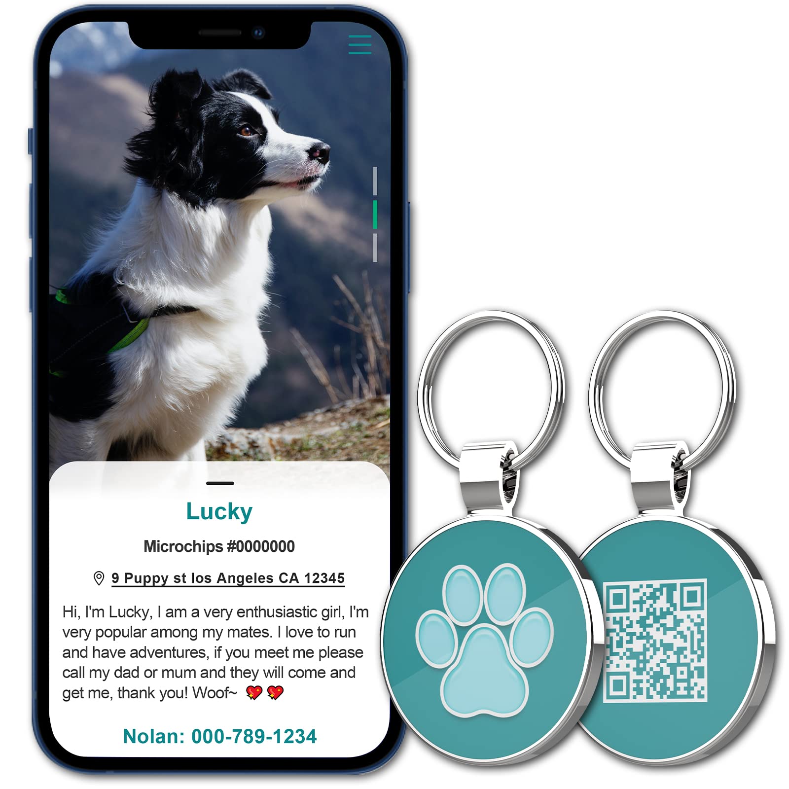 Myluckytag Qr Code Dog Id Tags - Pet Online Profile - Scan Qr Receive Instant Location Alert Email