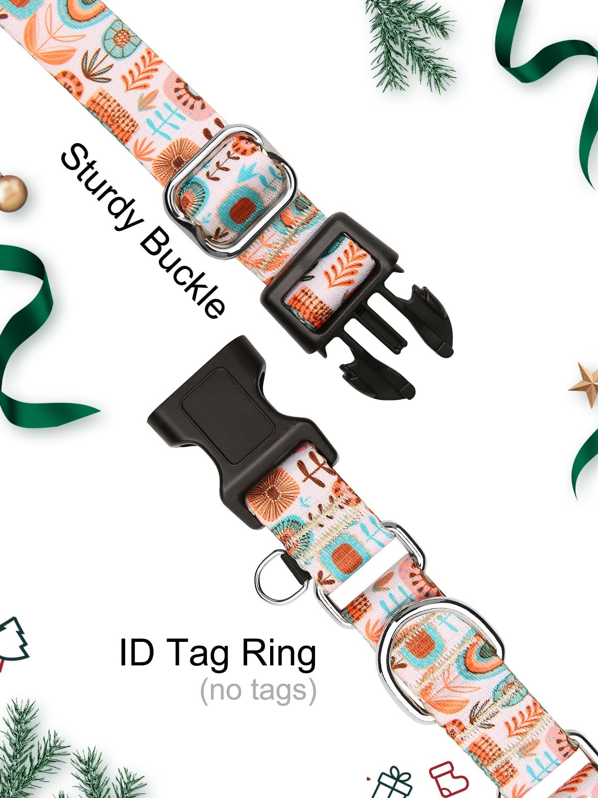 Joocpup Martingale Dog Collar With Tag Ring - Adjustable Soft Nylon No-Slip Design For Small, Medium & Large Dogs, Boho L