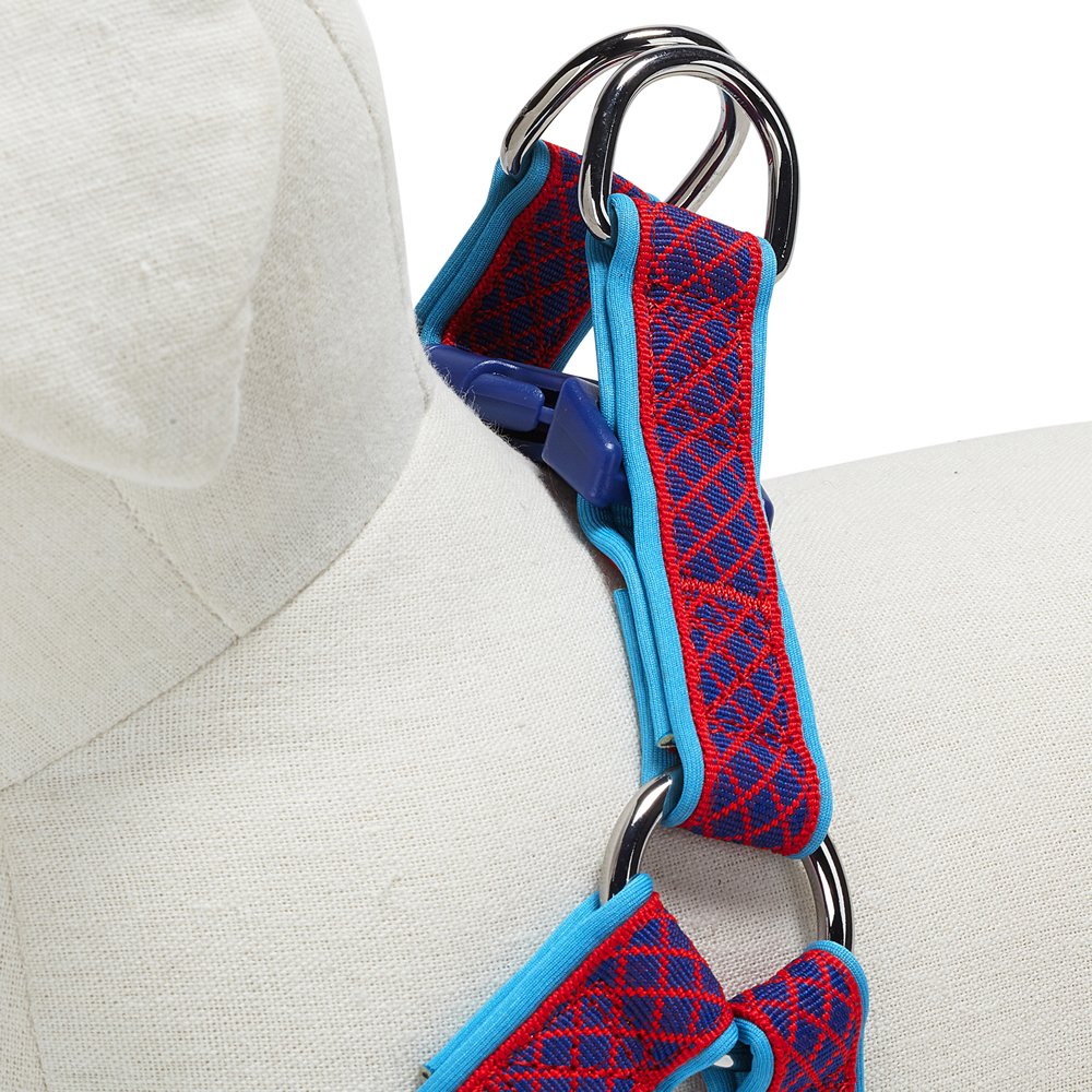 Blueberry Pet 2 Colors Soft & Comfy Step-In Urban Chic Diamond Pattern Padded Dog Harness, Chest Girth 19.5' - 25.5', Bold Red, Medium, Adjustable Harnesses For Dogs