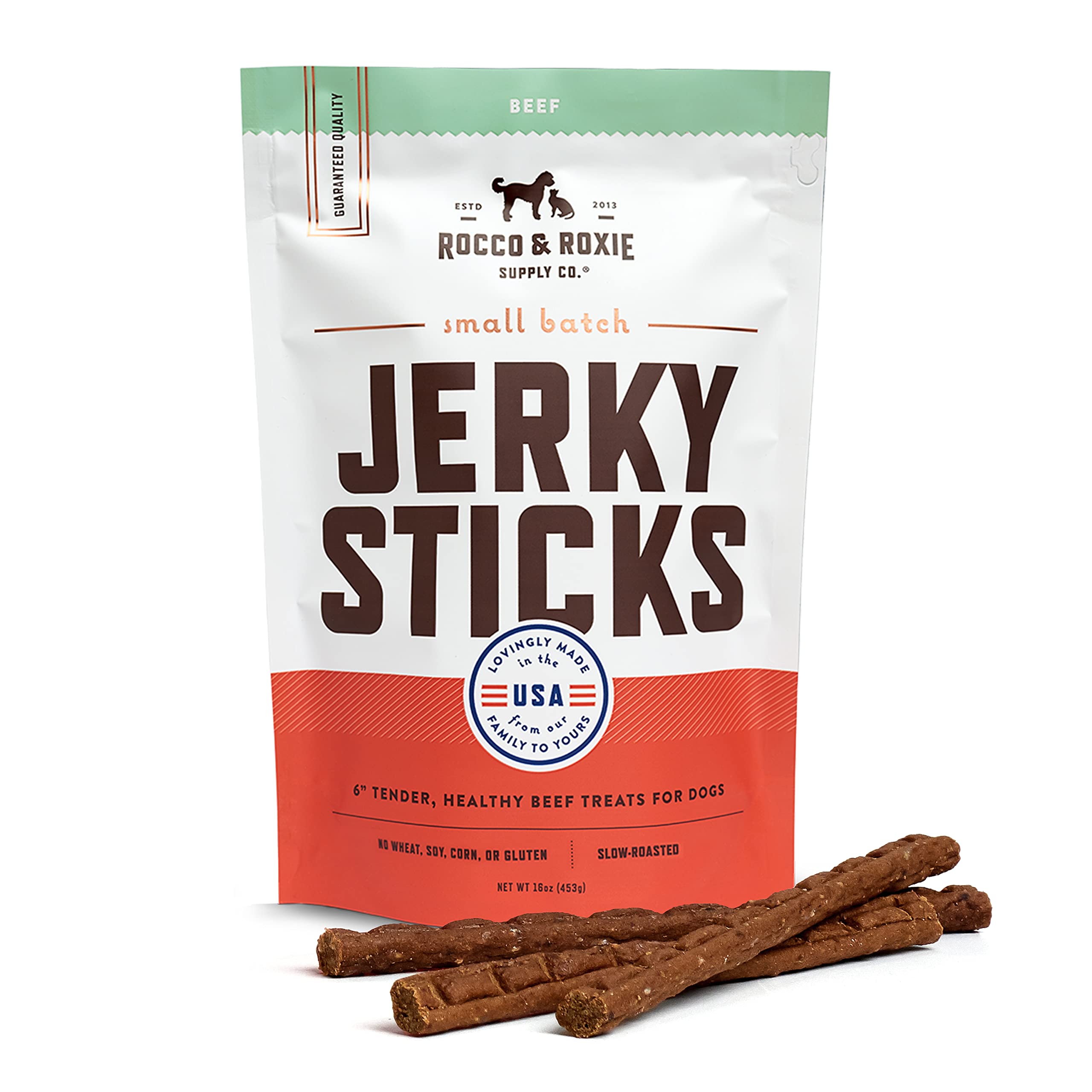 Rocco & Roxie Dog Treats for Small, Medium & Large Breed - Soft Treats for Senior Dogs & Puppies - Beef Jerky Dog Sticks - Best 