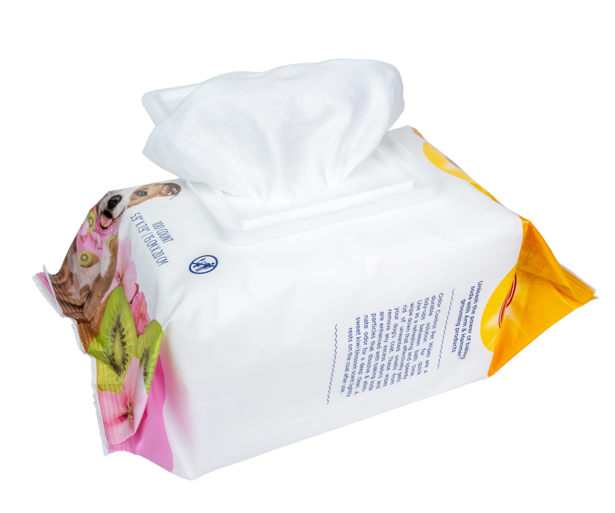 Arm & Hammer For Pets Odor Control Wipes For Dogs, Best Odor Eliminating Waterless Cleaning For Dogs & Puppies | Kiwi Blossom Scent, 100 Count - 3 Pack