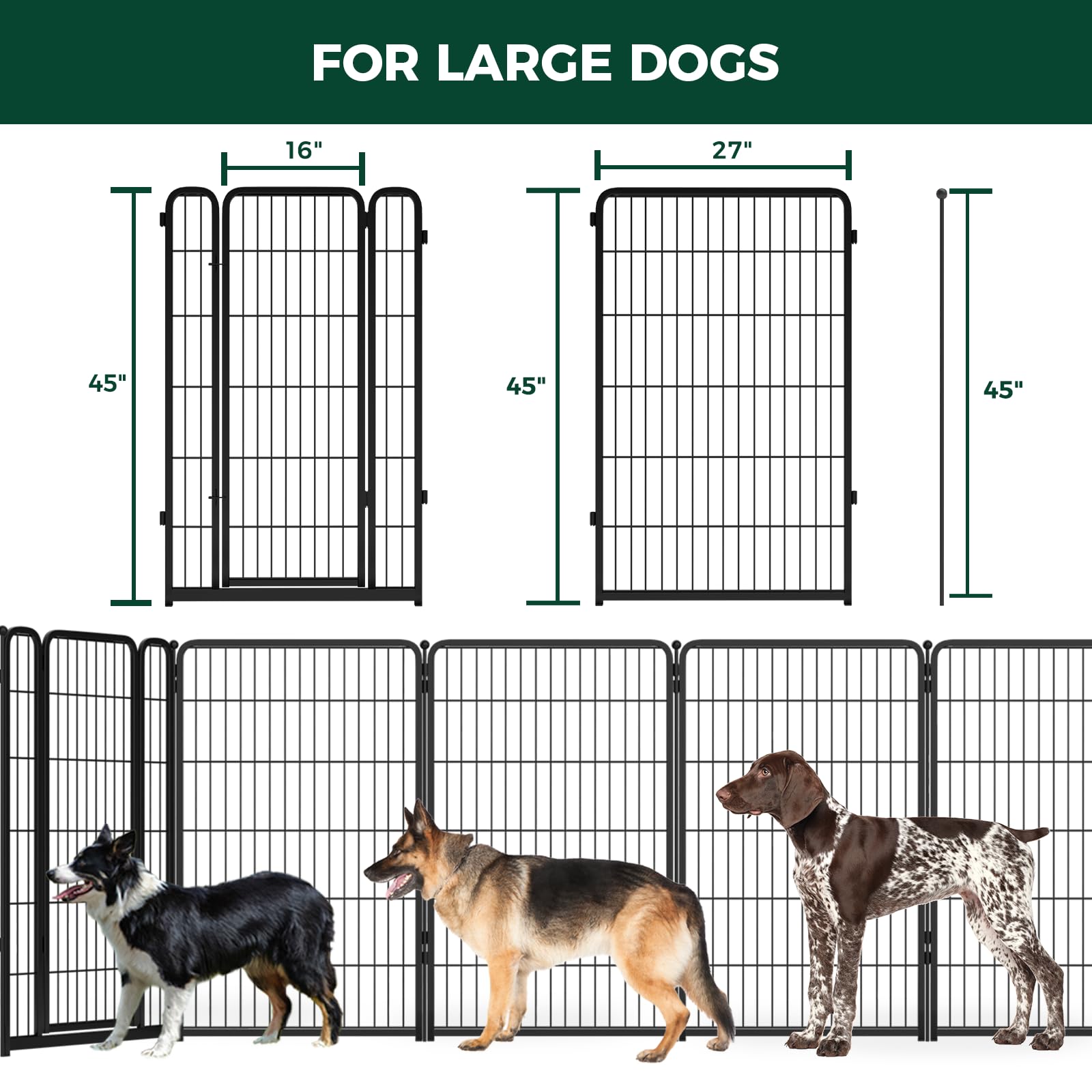 Fxw Homeplus Indoor Dog Playpen - Stress-Free And Safe Play, 45 Inch 12 Panels For Large Dogs, Black│Patented