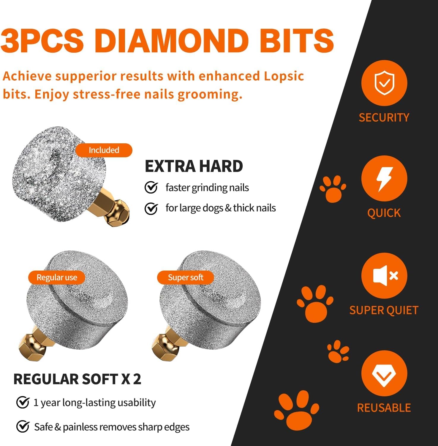 Dog Nail Grinder With 2 Led Lights Powerful 2-Speed Dog Nail Trimmers With 3 Grinding Wheels Super Quiet Rechargeable Pet Dog Na