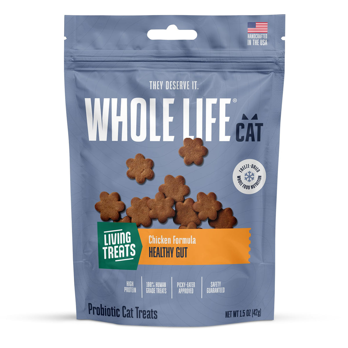 Whole Life Pet Living Treats For Cats – Human Grade Cat Probiotics For Gut Health & Sensitive Stomachs, Natural Cat Digestive Support, Healthy Cat Snacks - Chicken & Yogurt, 1.5 Oz (Pack Of 1)