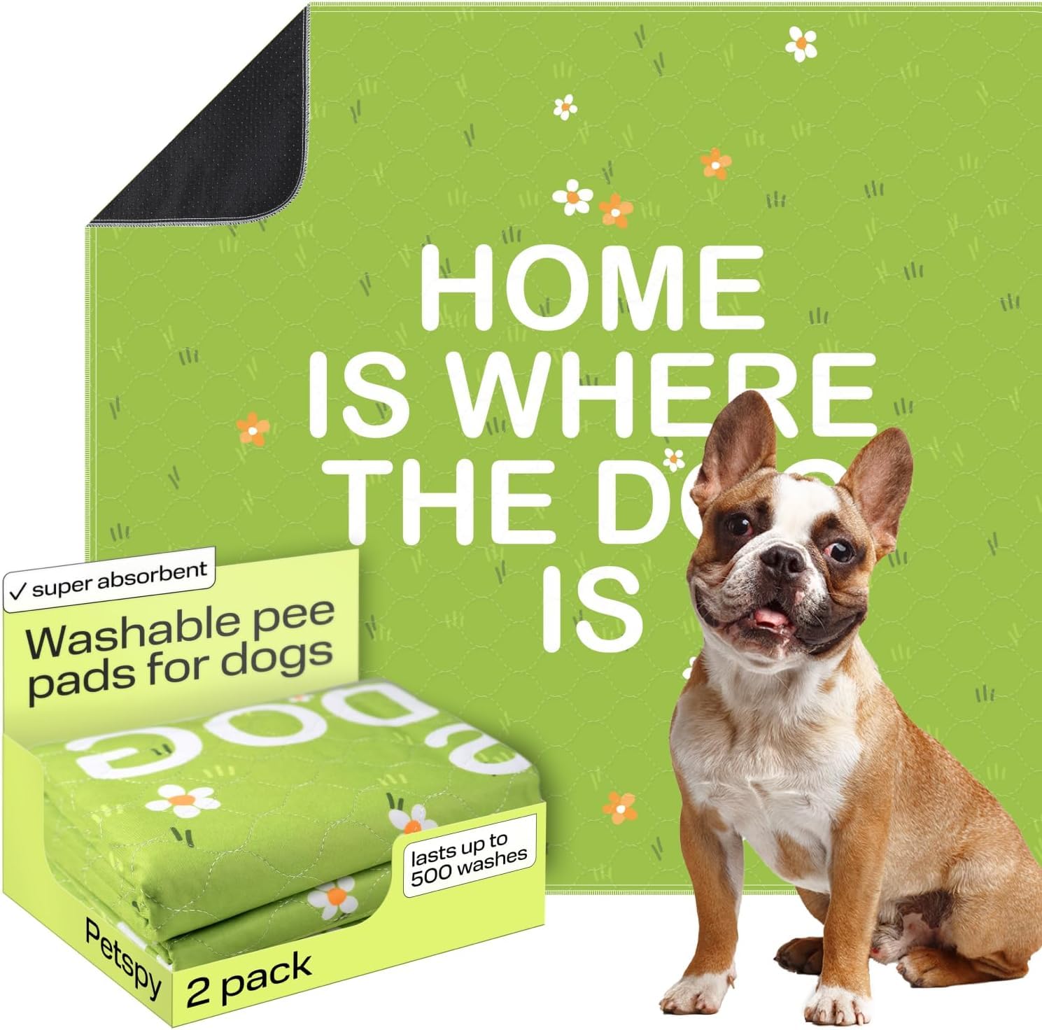 PetSpy Washable Pee Pads for Dogs - Waterproof Reusable Puppy Pads No-Slip Surface - Stylish Dog Potty Training Pads Protect Aga
