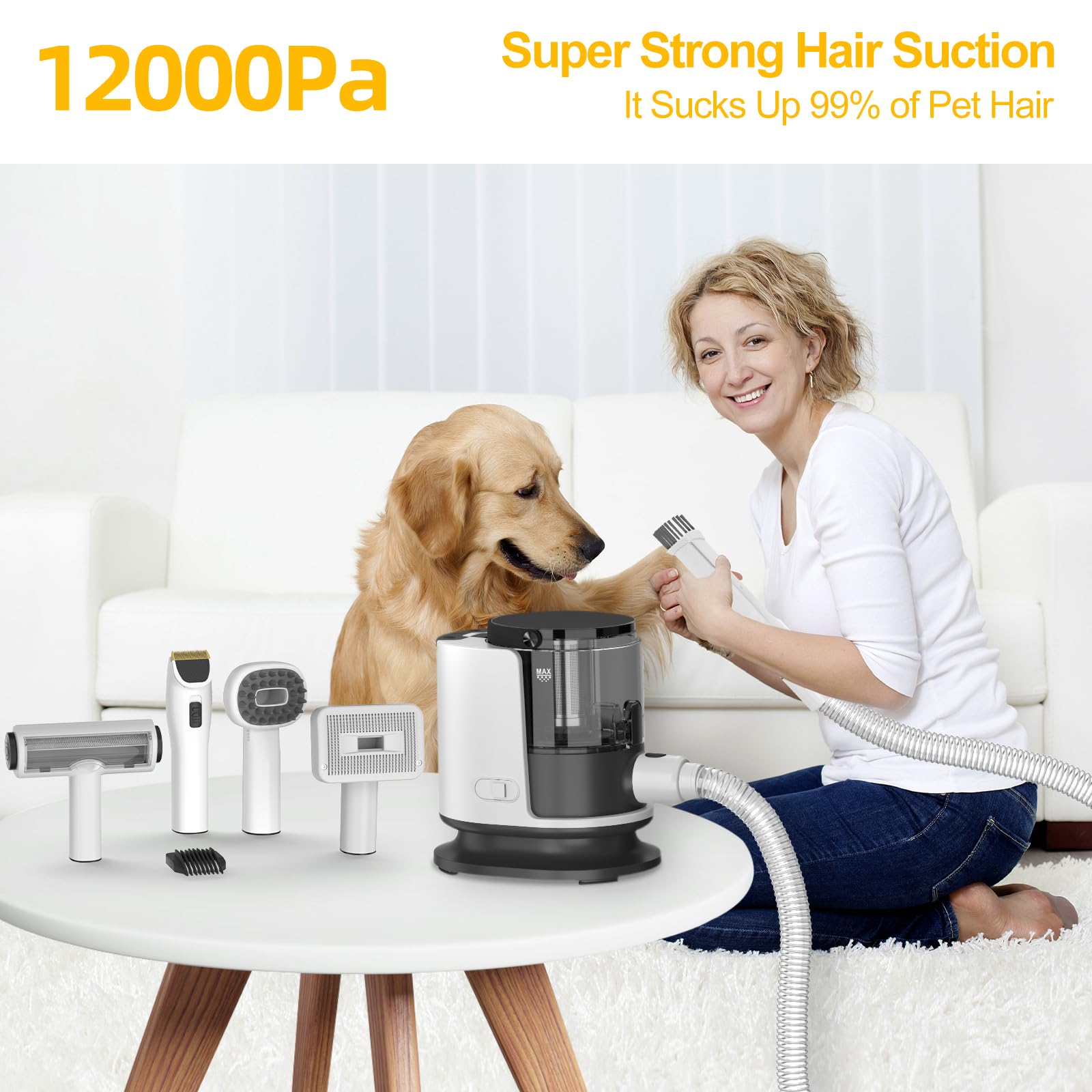 Dog Grooming Kit, Dog Grooming Vacuum, Pet Grooming Vacuum, 12000P Dog Vacuum For Shedding Grooming, 1.5L Dust Cup Dog Brush Vac
