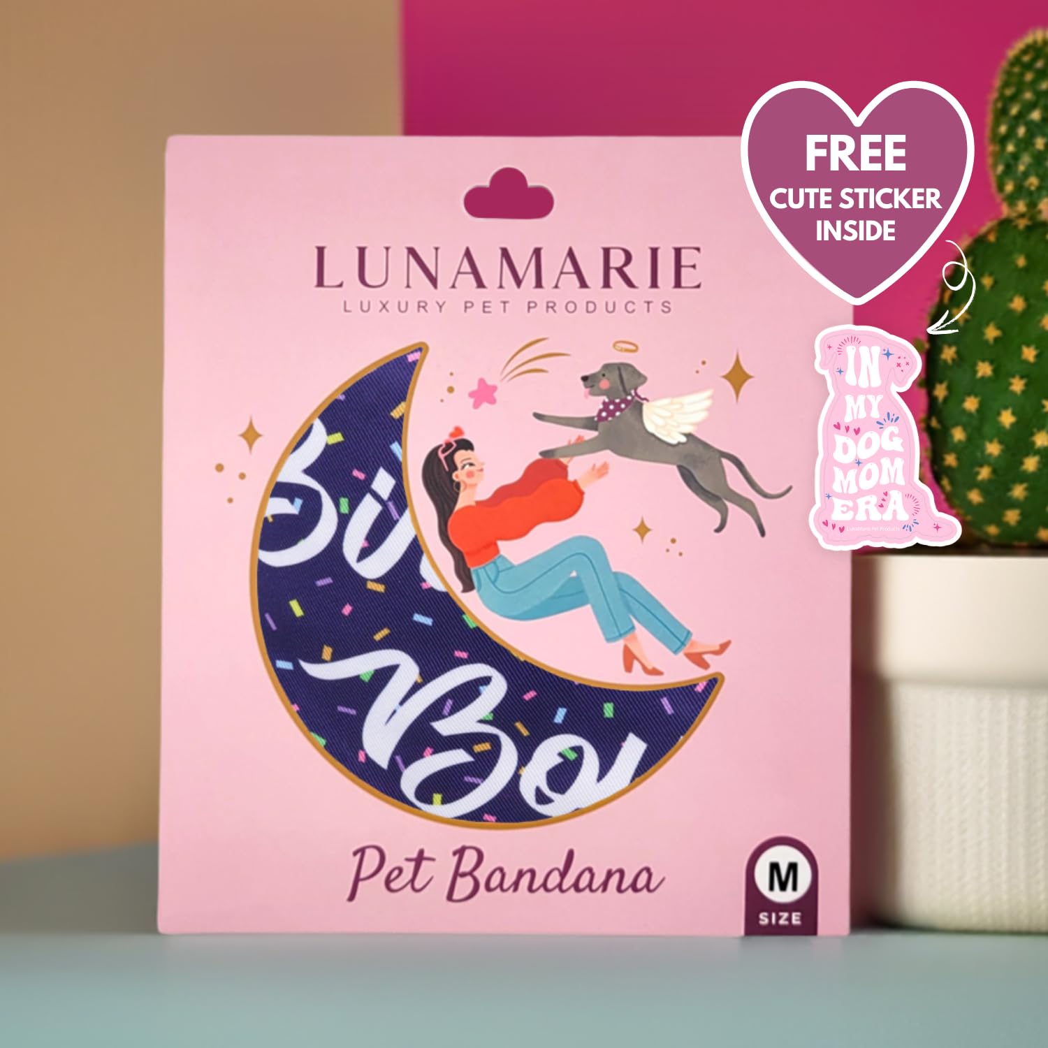 Lunamarie - Luxury Pet Birthday Bandanas -Premium & Silky Poly Fabric | 100% Handmade | Custom Shape Dual Layered (Birthday Boy,