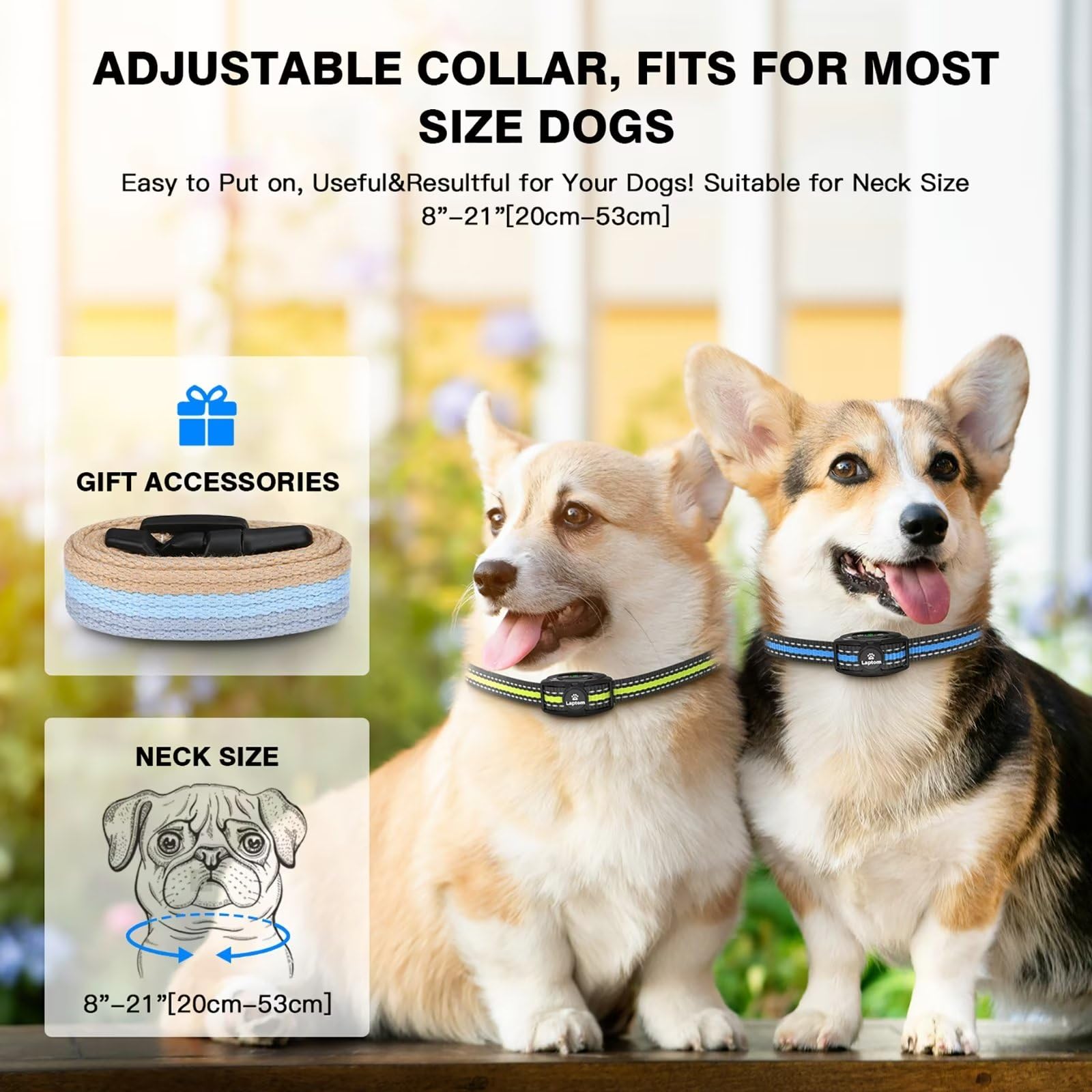 Laptom Pro 2 Pack Smart Dog Bark Collar - 5 Adjustable Sensitivity/Vibration&Sound/Rechargeable/Ipx7 Waterproof - No Shock Bark