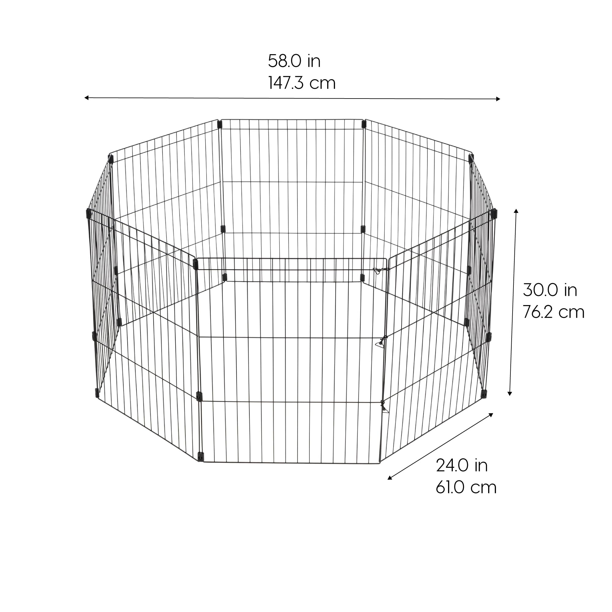 Iris Usa Metal Dog Playpen, 8-Panel 30'' Pet Playpen, Puppy Playpen, Indoor/Outdoor Dog Fence, 58 X 58 X 30, Foldable, Customiza