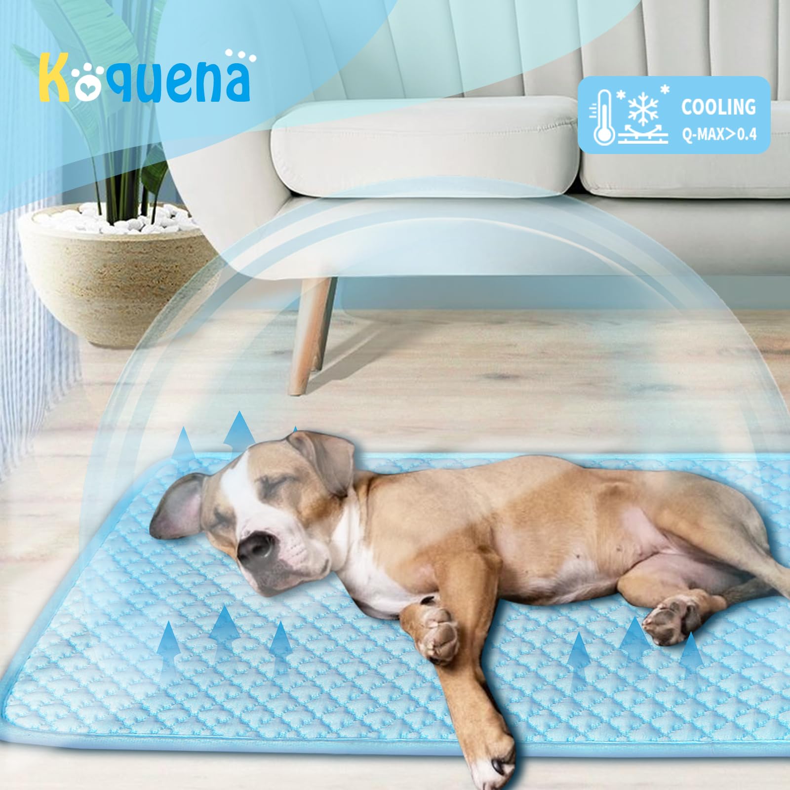 Koquena Pet Cooling Mat For Dogs & Cats - Washable Dog Cooling Mat Portable Pet Cool Pads Blanket For Indoor & Outdoor Car Seats