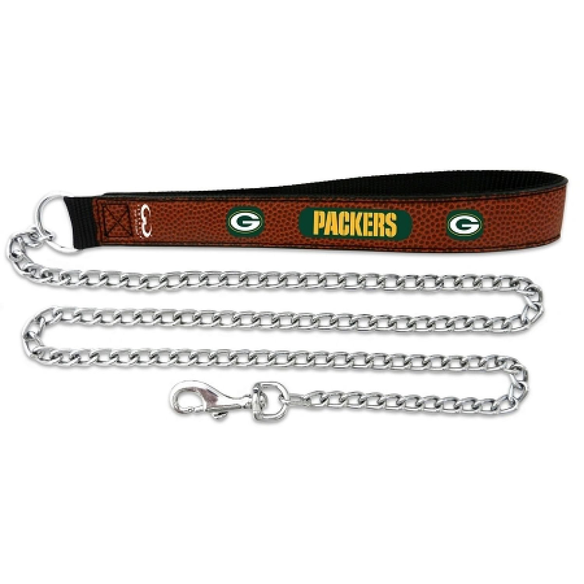 Nfl Green Bay Packers Football Leather 3.5Mm Chain Leash, Large