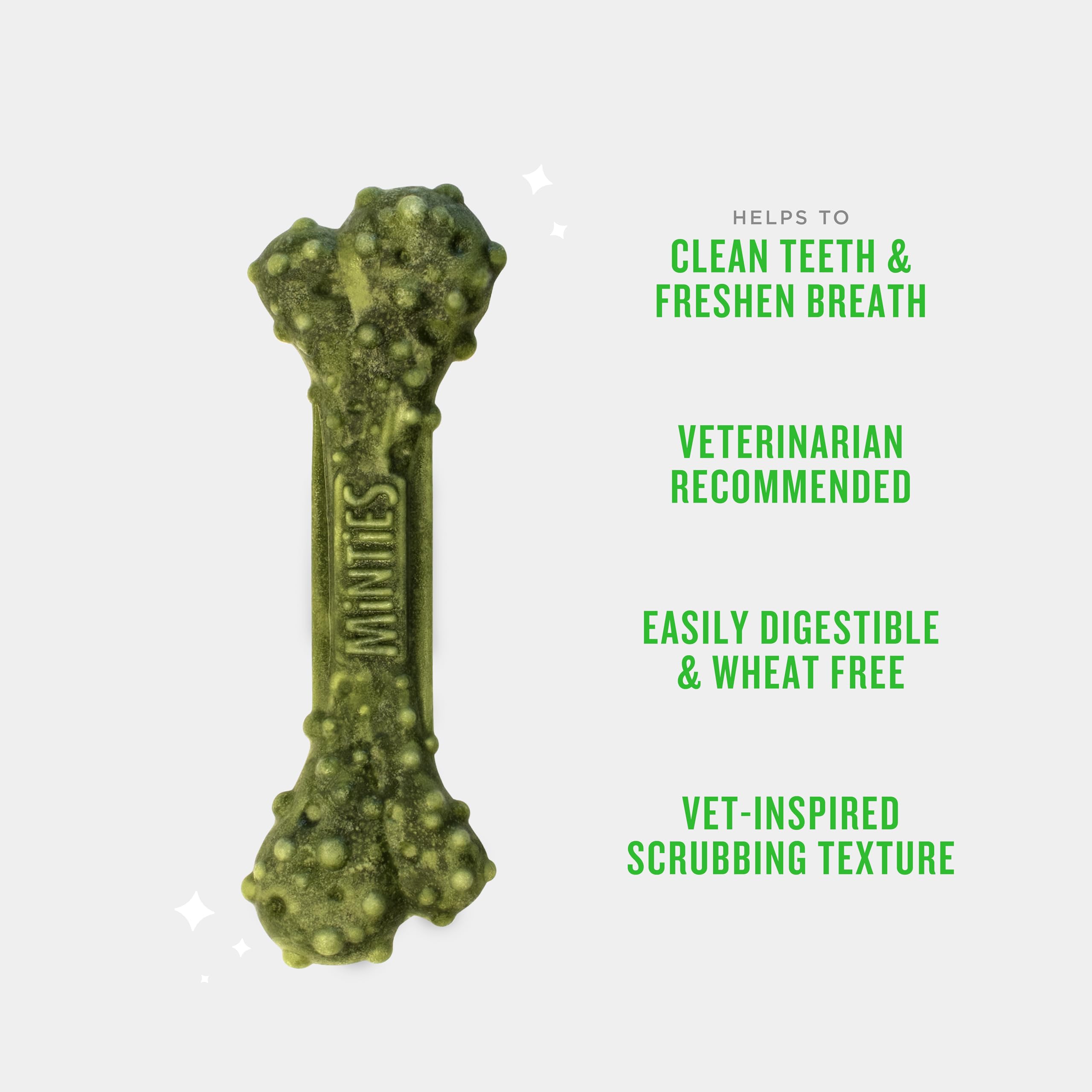 Minties Dental Chews for Dogs, 20 Count, Vet-Recommended Mint-Flavored Treats for Medium Dogs 25-50 lbs, Dental Bones Clean Teet