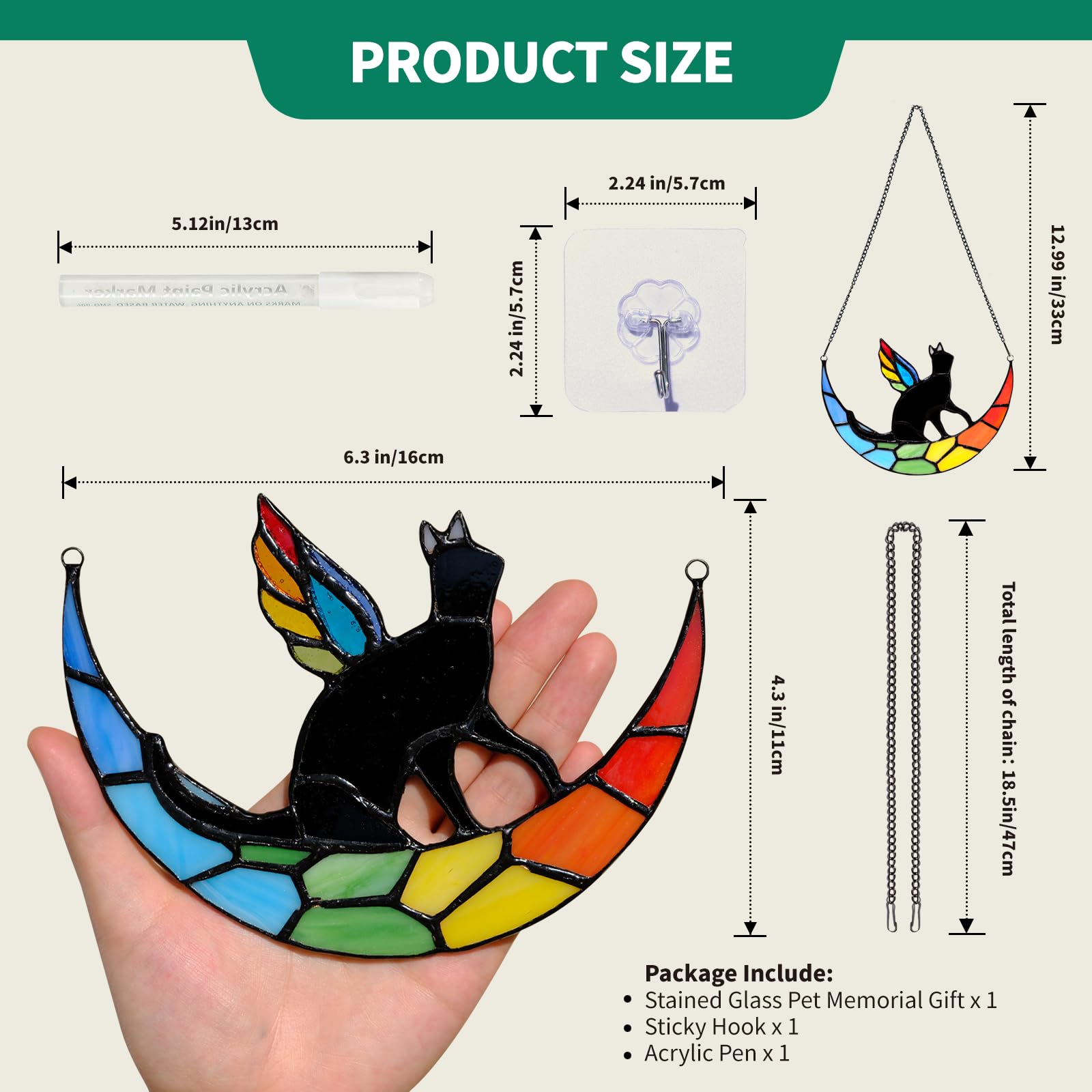 Fufyukey Angel Black Cat Memorial For Loss Of A Cat - Iridescent Angel Wing Suncatchers For Stained Glass Window Hangings, Rainb