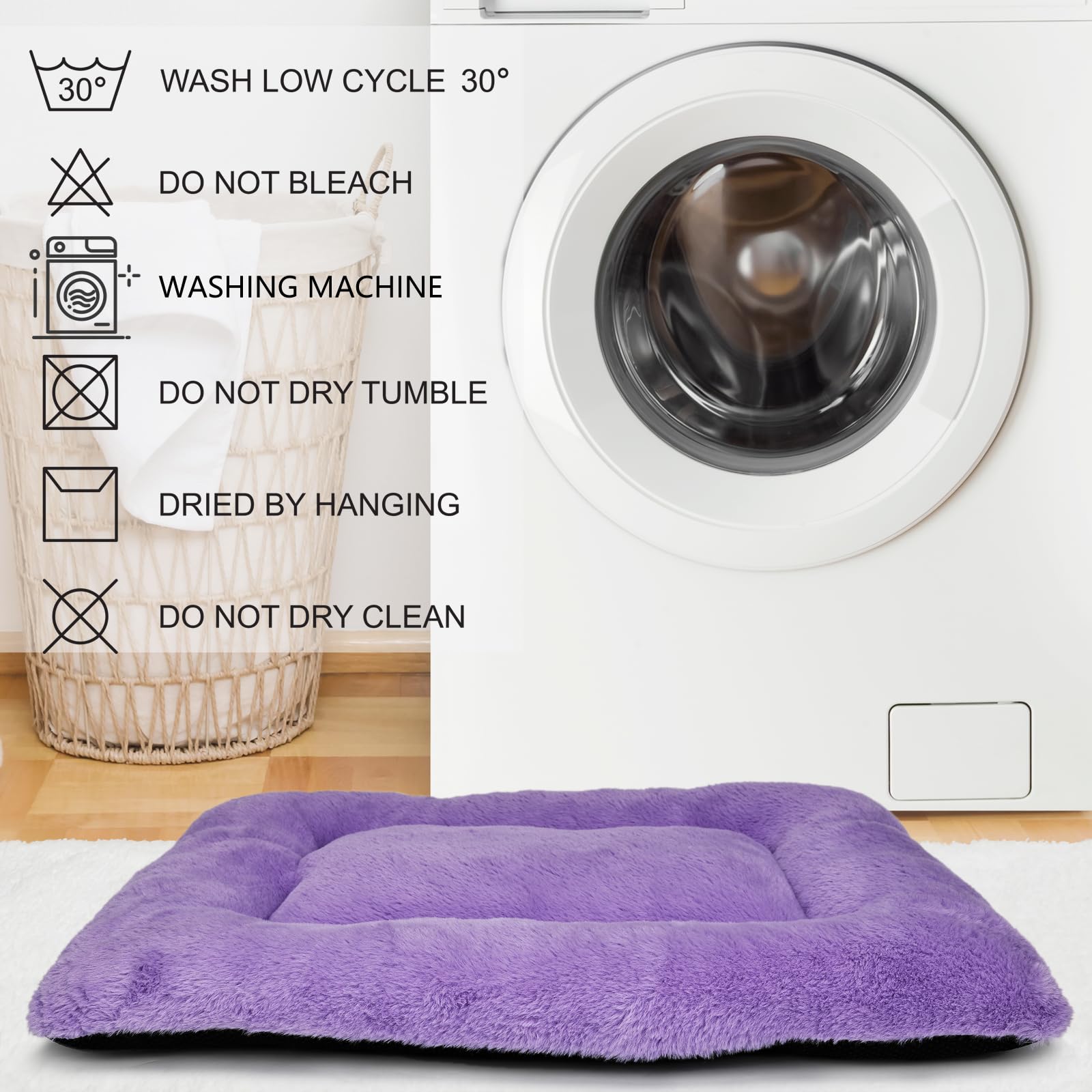 Wrkfree Dog Crate Bed 24 X 18 Purple For Small Dogs - Washable Comfy Fluffy For 24 Inches Cage Kennel - Indoor And Outdoor Use