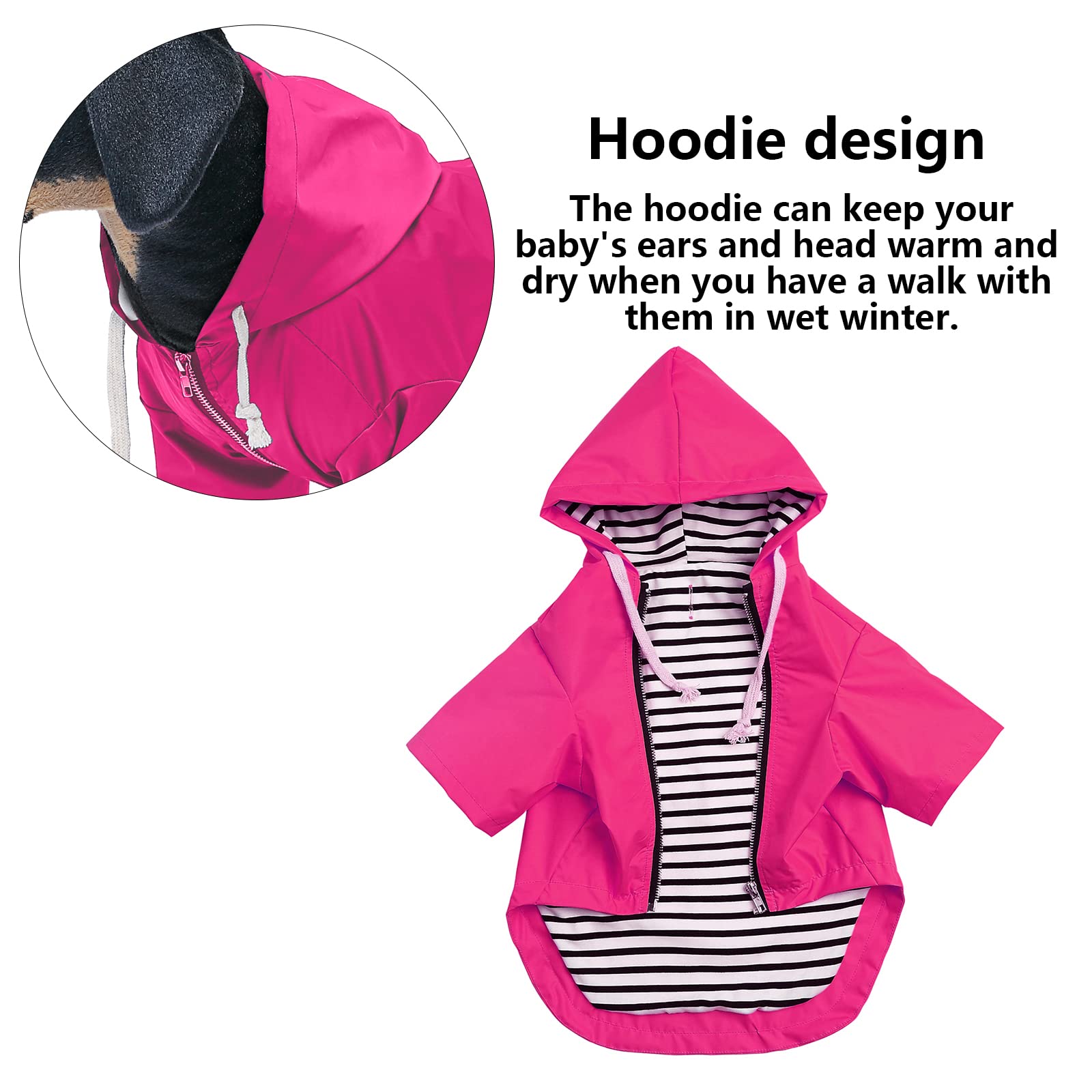 Dog Raincoat Waterproof Puppy Rain Jacket With Hood For Small Medium Dogs, Poncho With Reflective Strap, Storage Pocket And Harness Hole - Pink - Xs