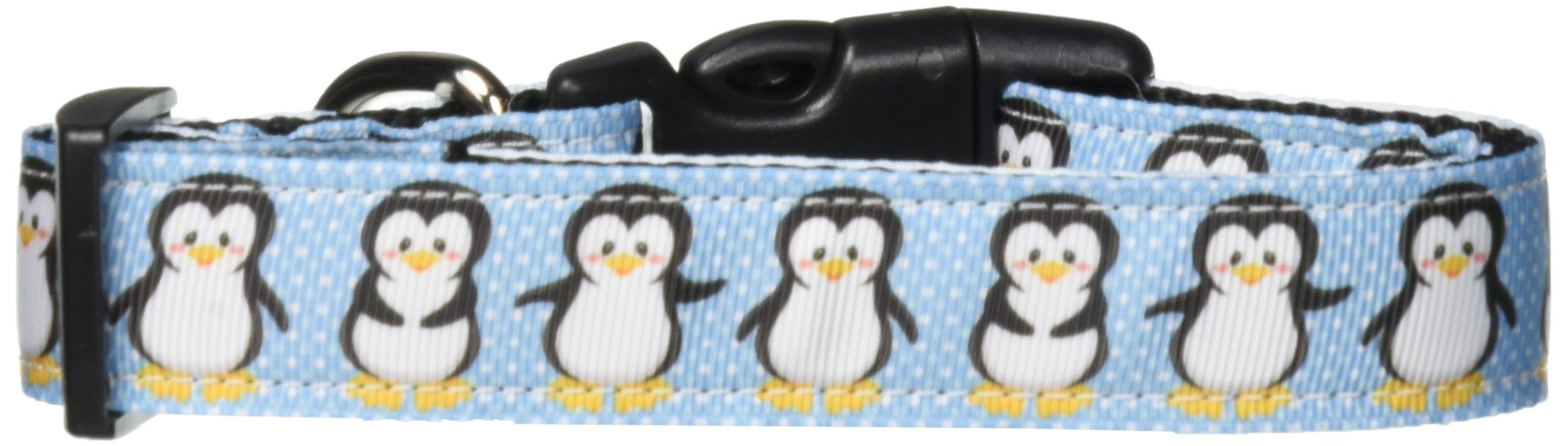 Christmas Pet Dog & Cat Nylon Collar or Leash, &quot;Penguins&quot; MD Collar
