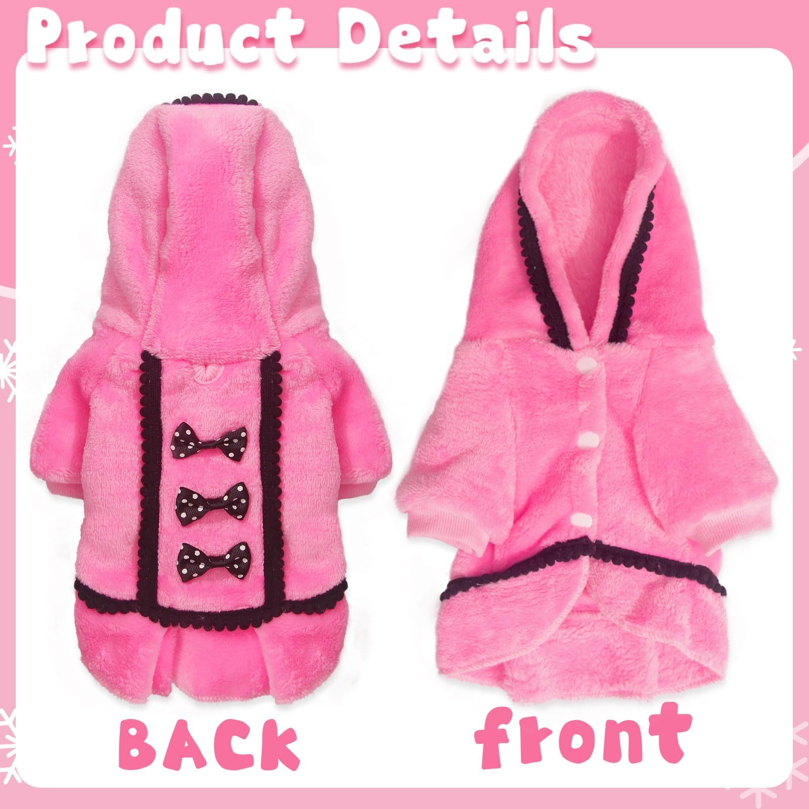 Winter Dog Dress For Small Dogs Girl Puppy Sweater Dog Sweater Fleece Warm Puppy Sweater With Leash Hole Cute Pink Dog Clothes B