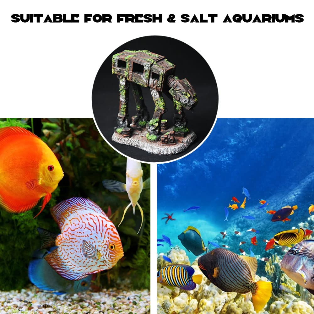 Fazhongfa Fish Tank Decorations Star Wars Aquarium Accessories Small To Large Fish Tank Resin Decor For Betta Goldfish Hideouts Cave Hide Ornament Backgrounds (At-Medium)