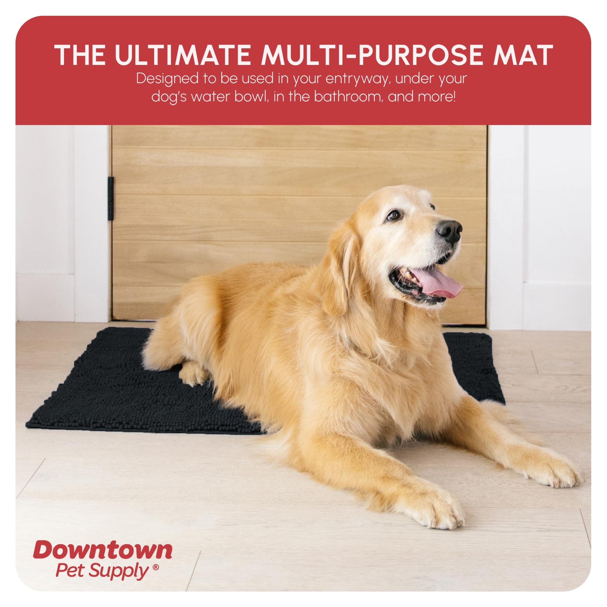 My Doggy Place Microfiber Dog Mat for Muddy Paws, 36 x 26 Black - Absorbent and Quick-Drying Dog Paw Cleaning Mat, Washer and Dr
