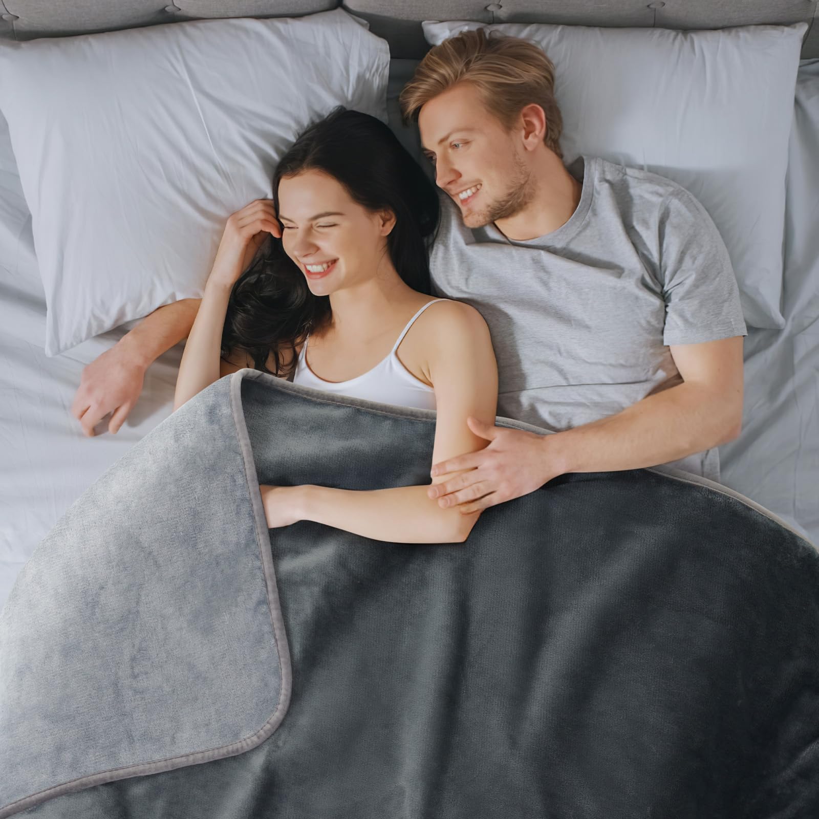 Loobani Waterproof Blanket For Bed: Reversible Soft Flannel Love Blanket 60'' X 80'', Bed Blanket For Couples Washable, Spill-Pr