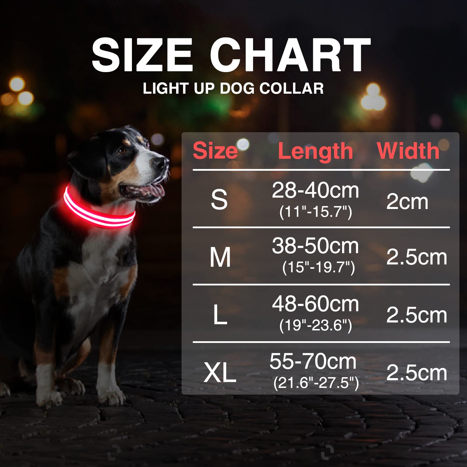 Light Up Dog Collar For Night Walking, Rechargeable Waterproof Led Dog Collar, Glow In The Dark Dog Collars Led Lighted For Larg